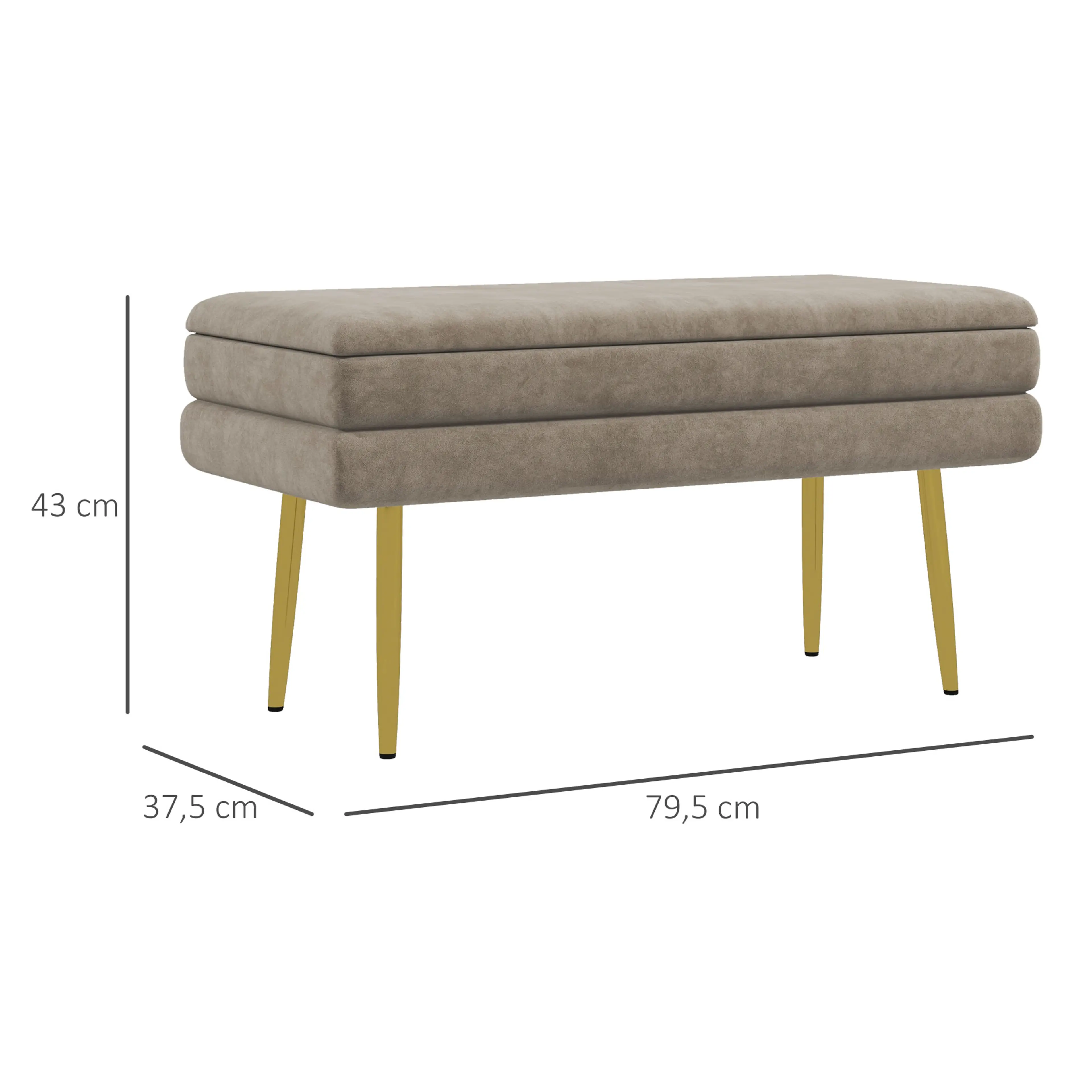 Måttbild: sittbänken är 79,5 × 37,5 × 43 cm