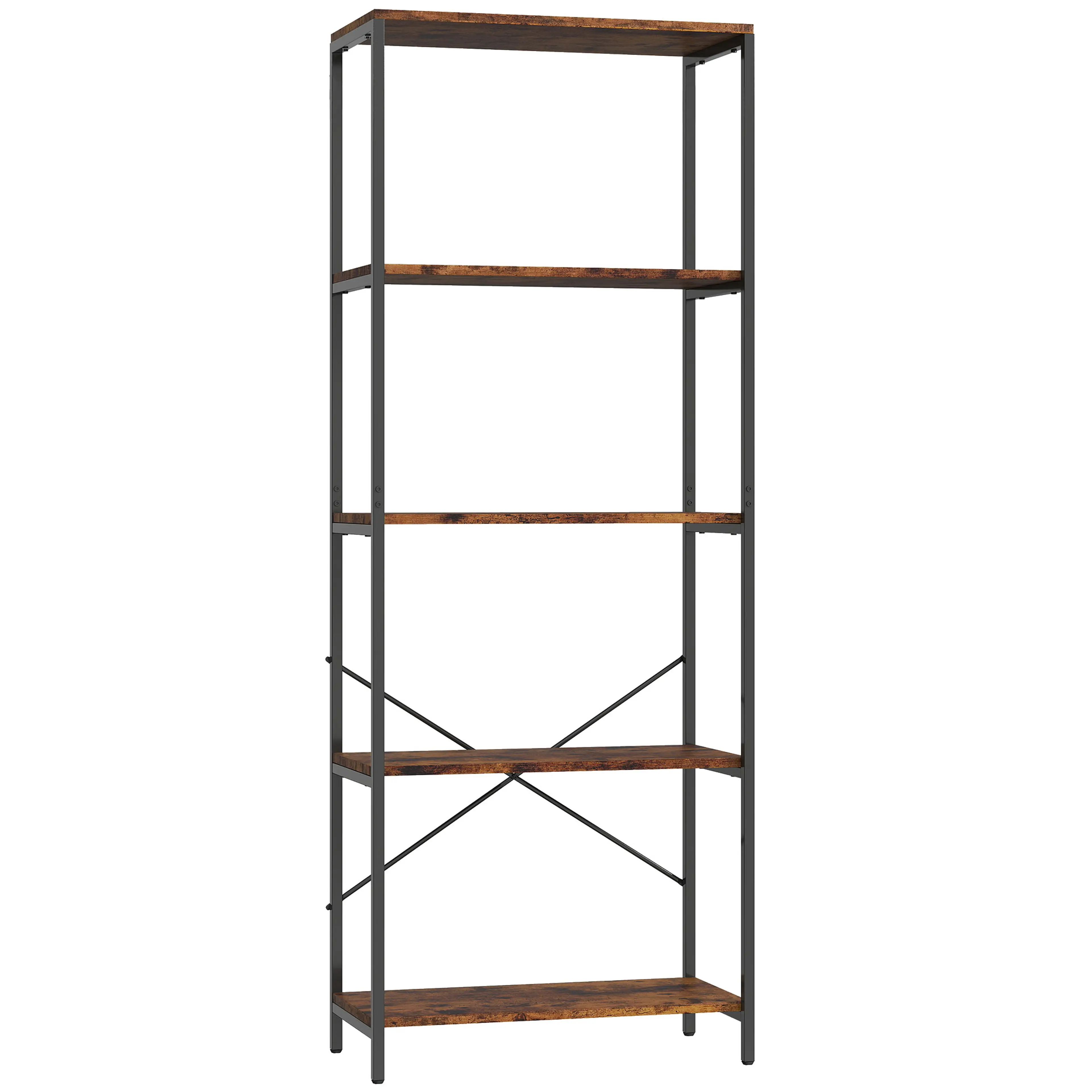 Bokhylla fem plan i metall, 161 cm