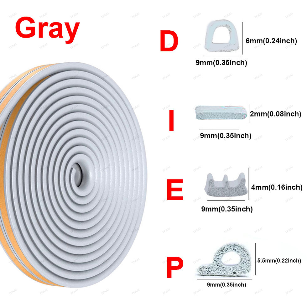 Miniatyrbild: 5m/10m Tätlist för Dörrar & Fönster – D/I/E/P-form, Självhäftande EPDM-gummilist