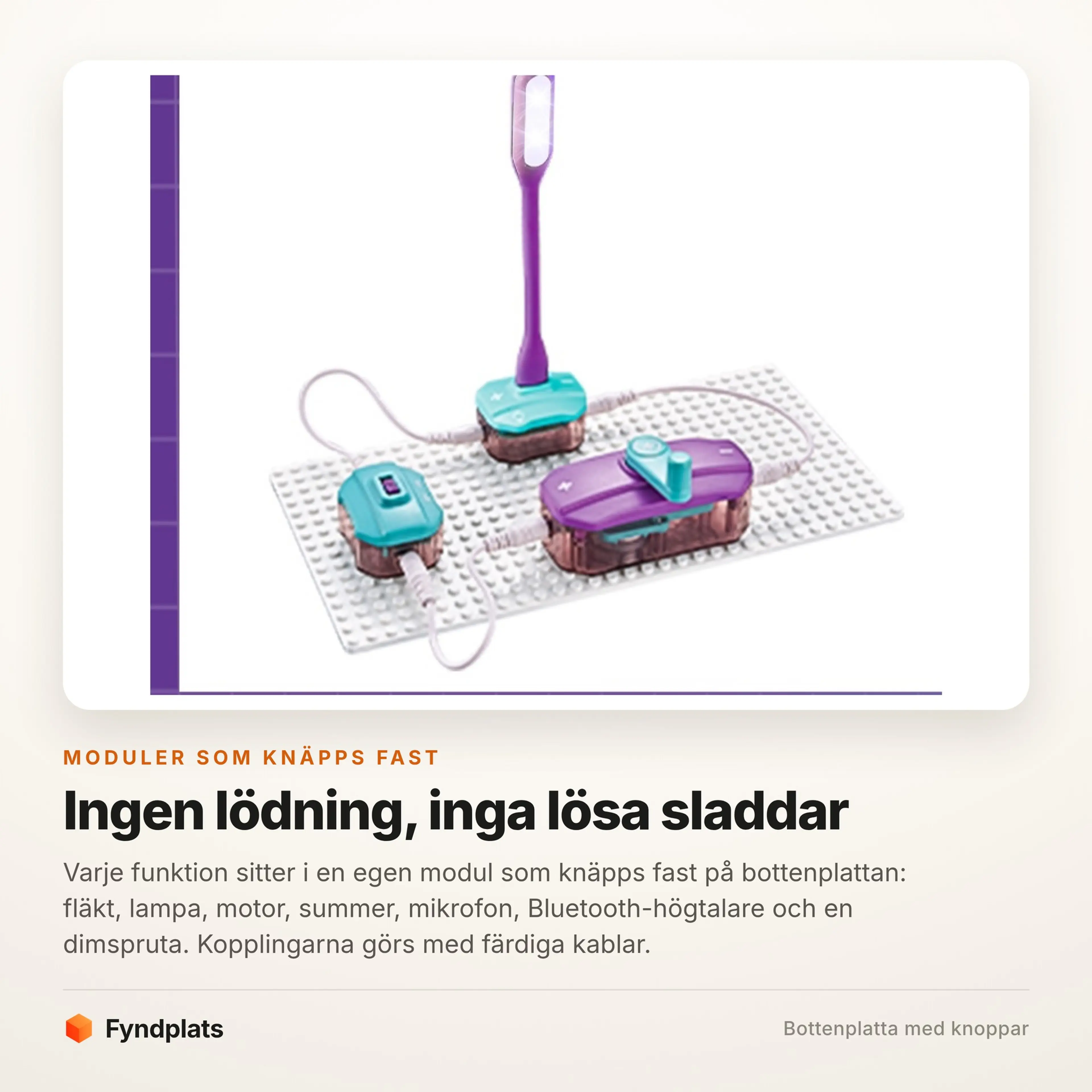 Modulerna knäpps fast på bottenplattan utan lödning