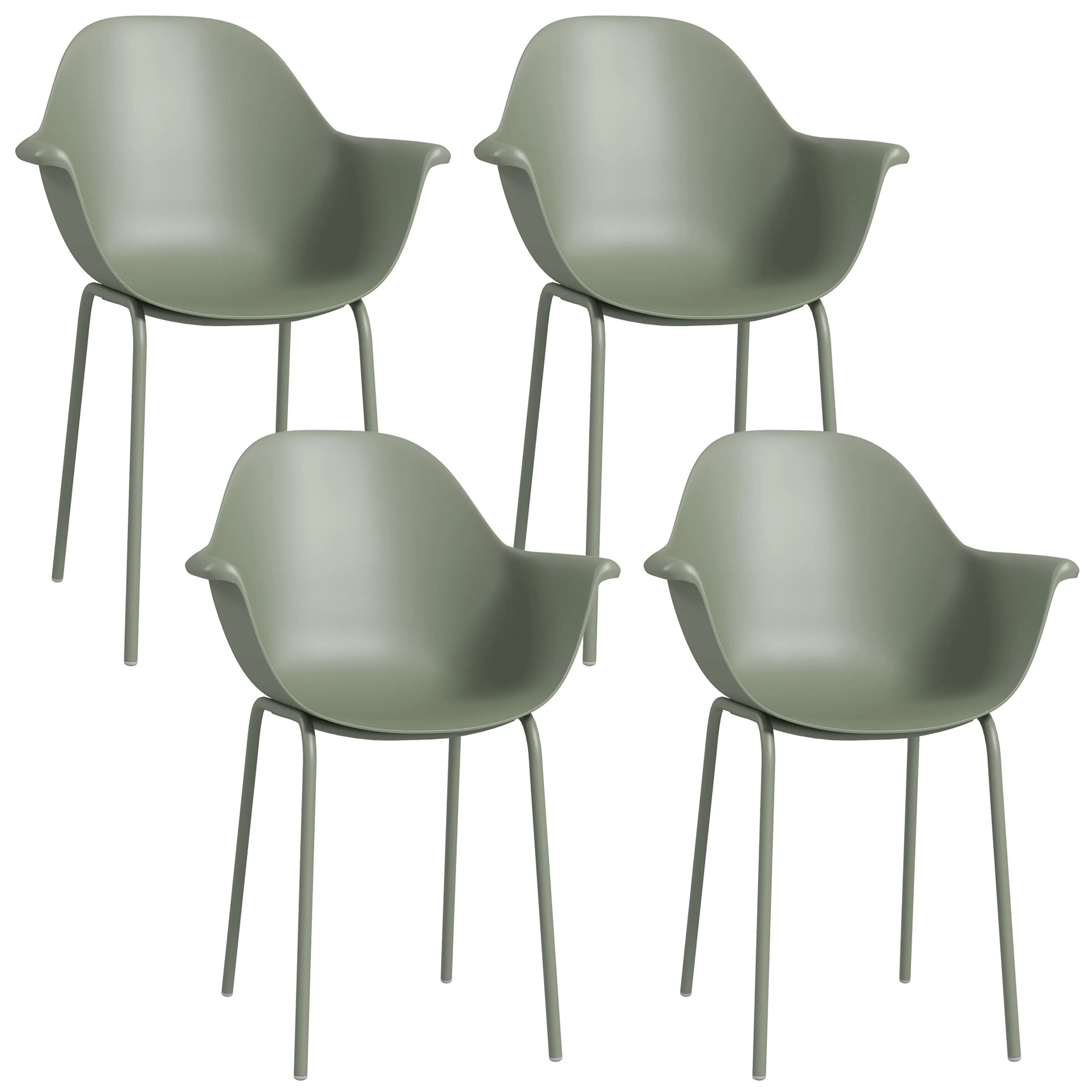 Fyra trädgårdsstolar med hög rygg och armstöd – 59 × 55 × 84 cm