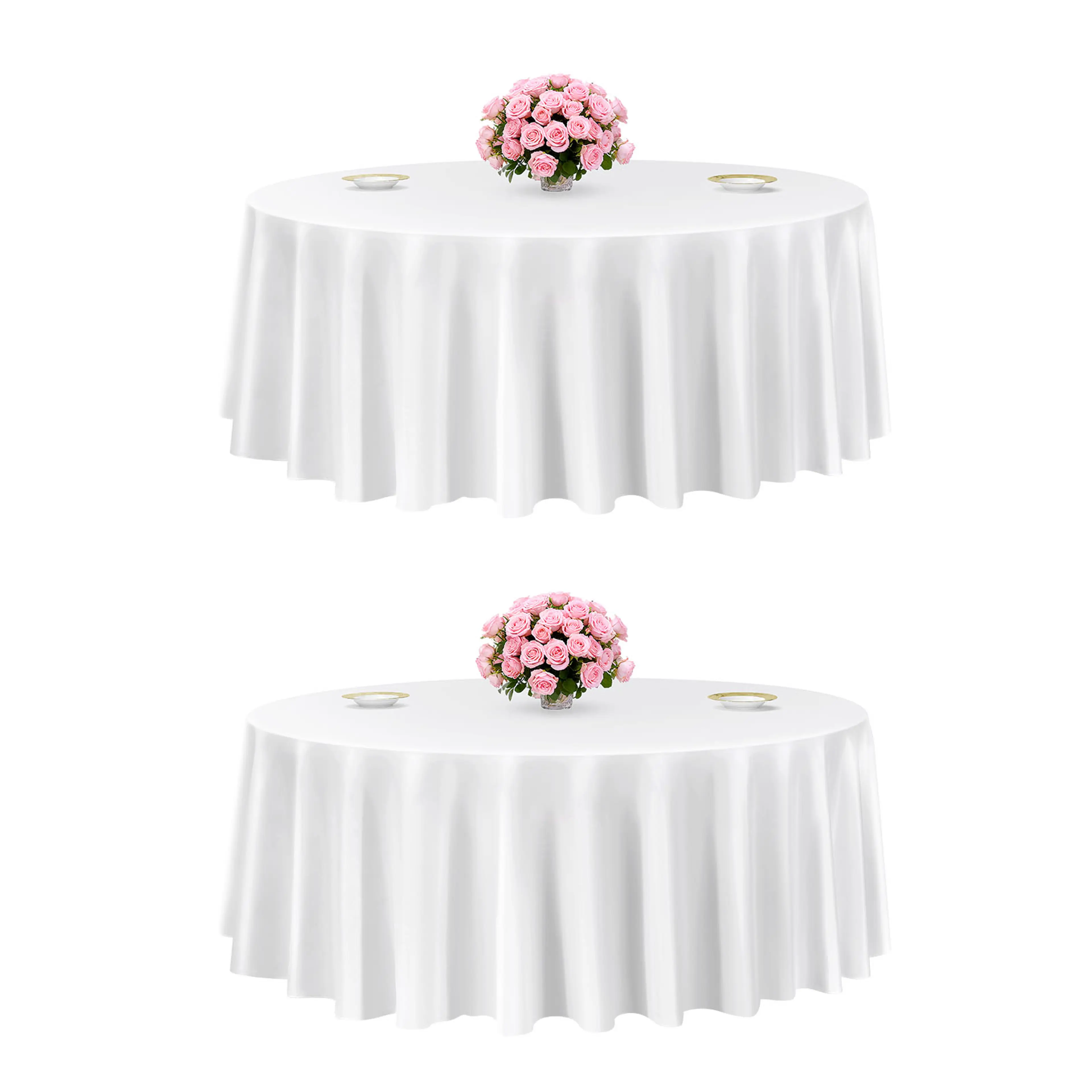 Rund bordsduk i vit polyester 10-pack ø305 cm för fest och bröllop