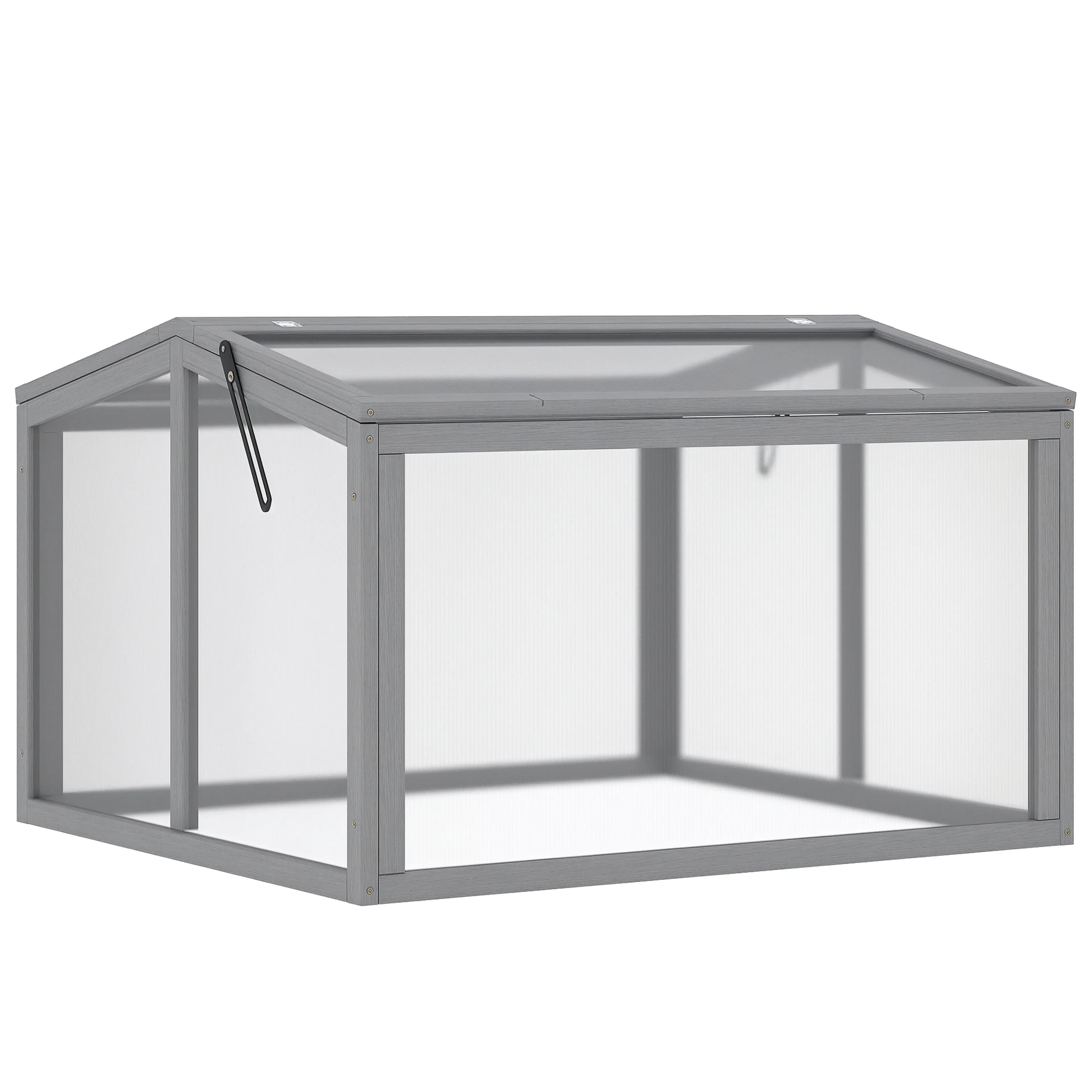 Drivbänk i furu med polykarbonat och uppfällbart tak – 90 × 80 × 58 cm