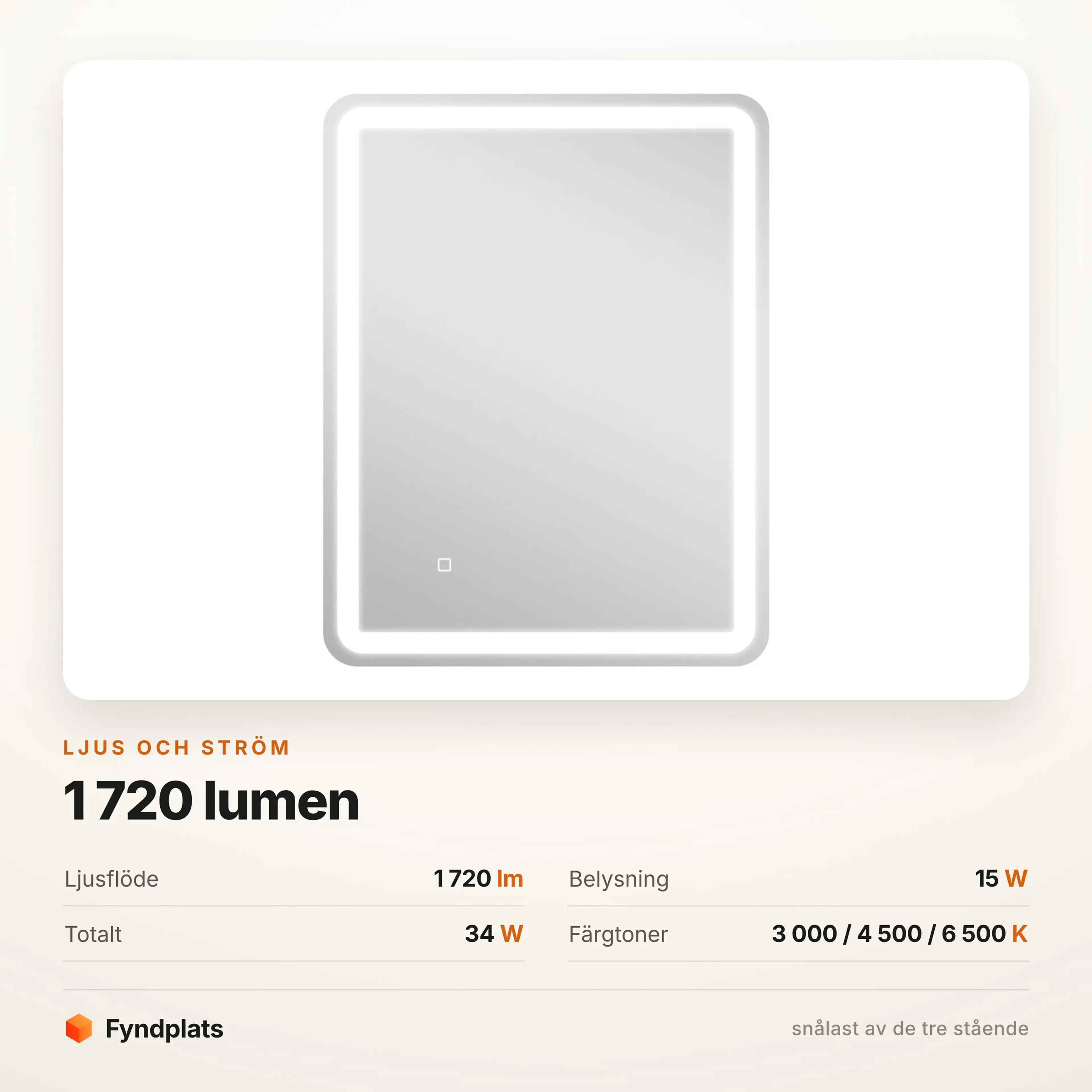 Badrumsspegel LED 60 × 80 cm, stående – bild 4