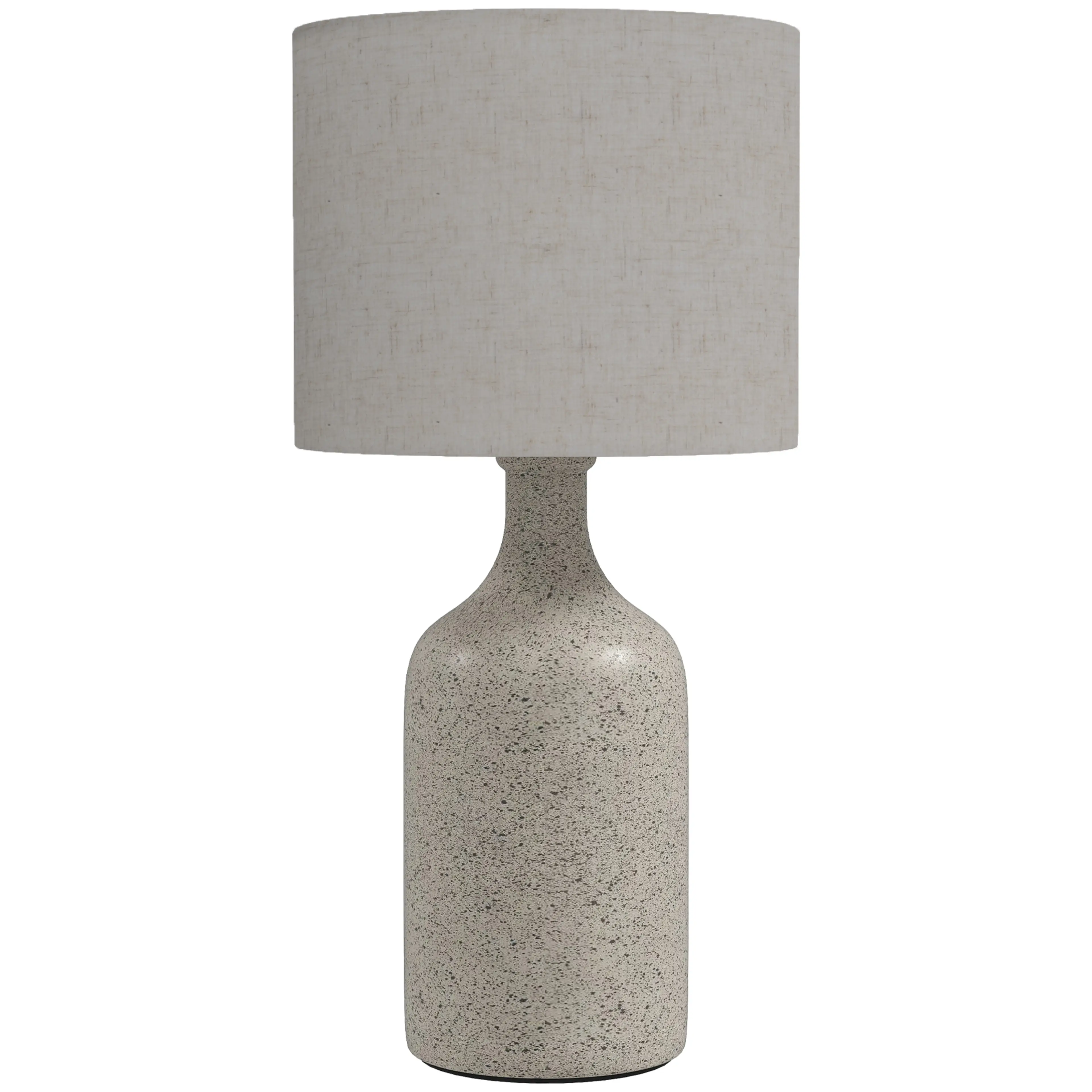 Bordslampa i keramik 45 cm – sandfärgad fot och skärm i linnelook