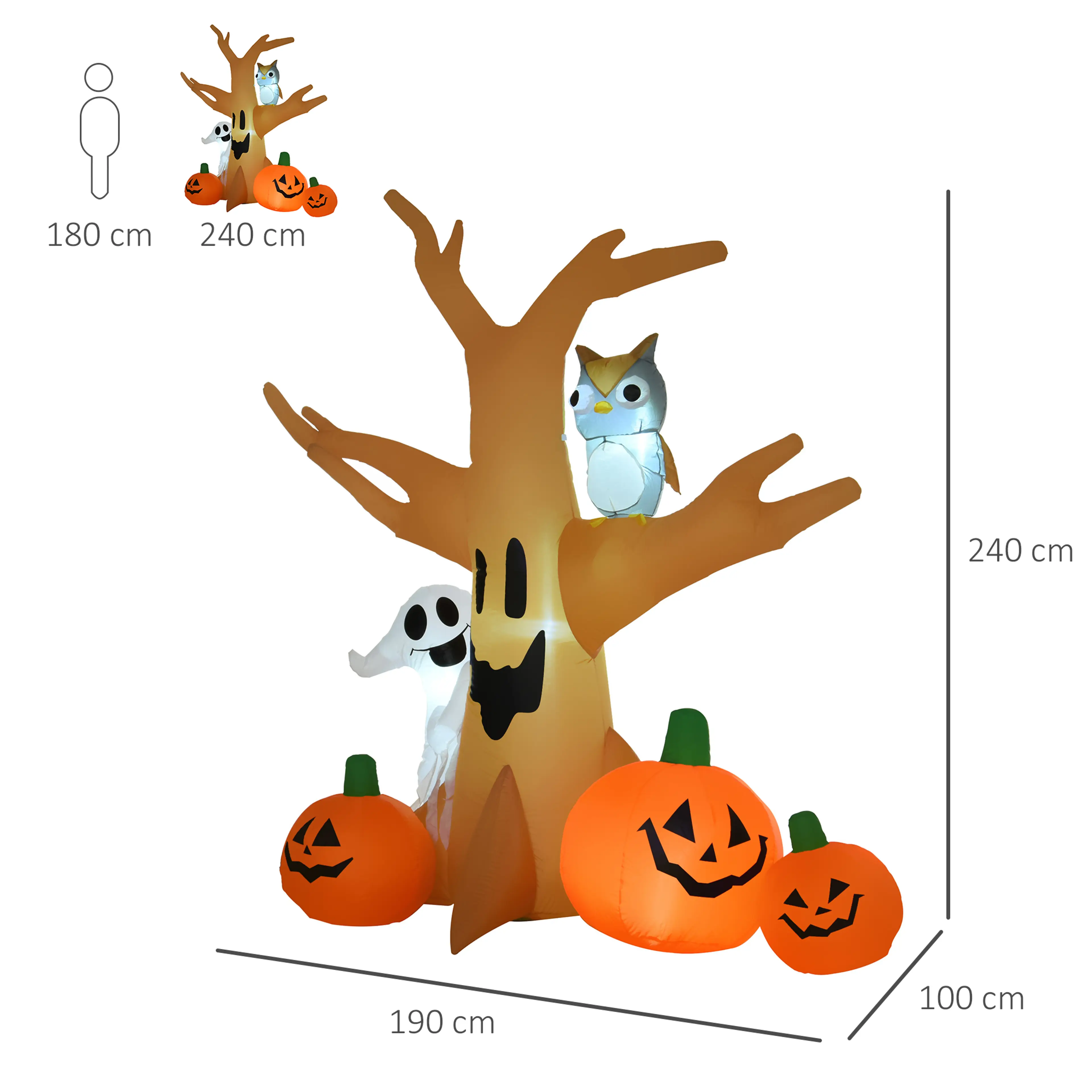 Måttskiss: 240 cm högt, 190 cm långt och 100 cm brett