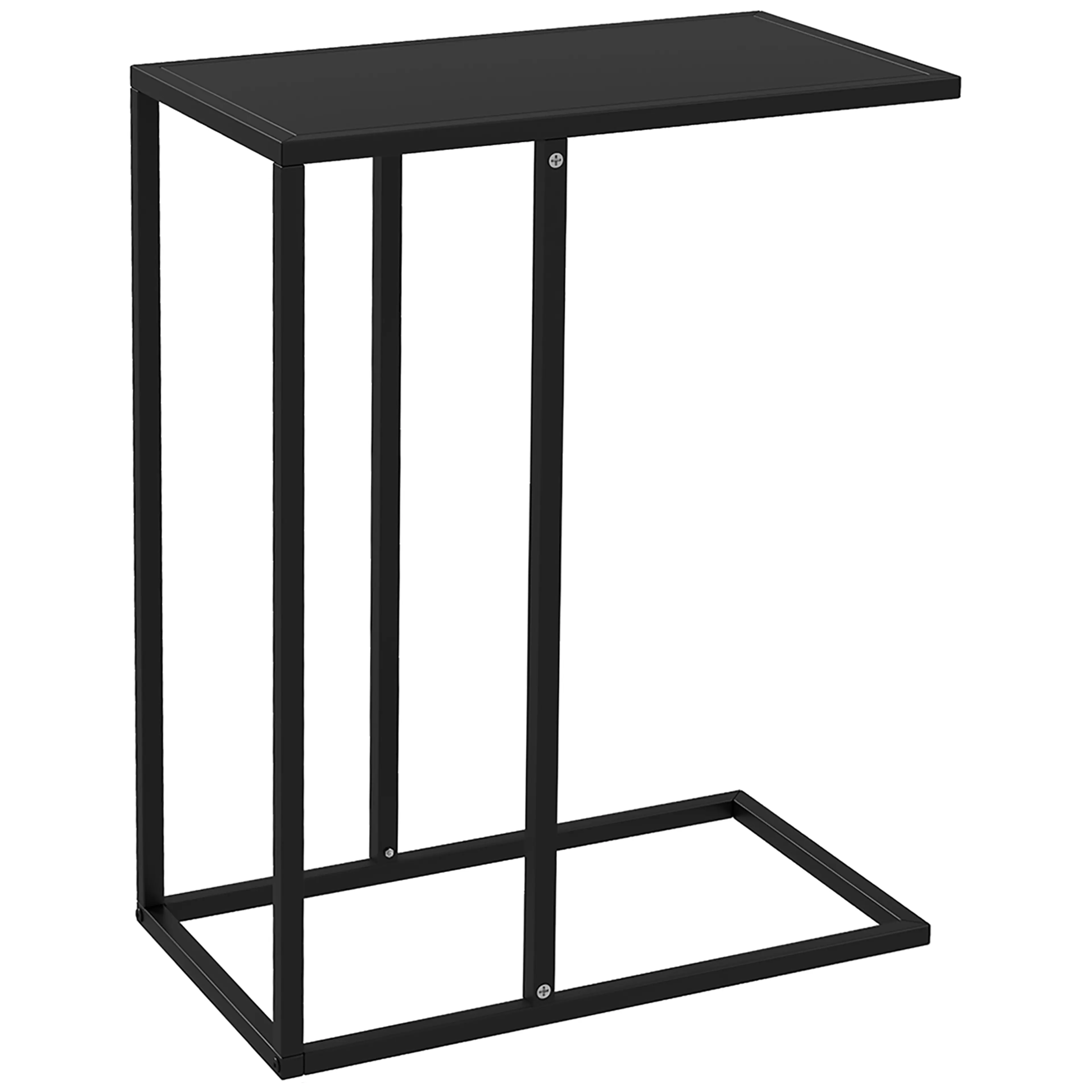 Sidobord för soffan i svart stål – C-format laptopbord, 46 × 26 × 60 cm