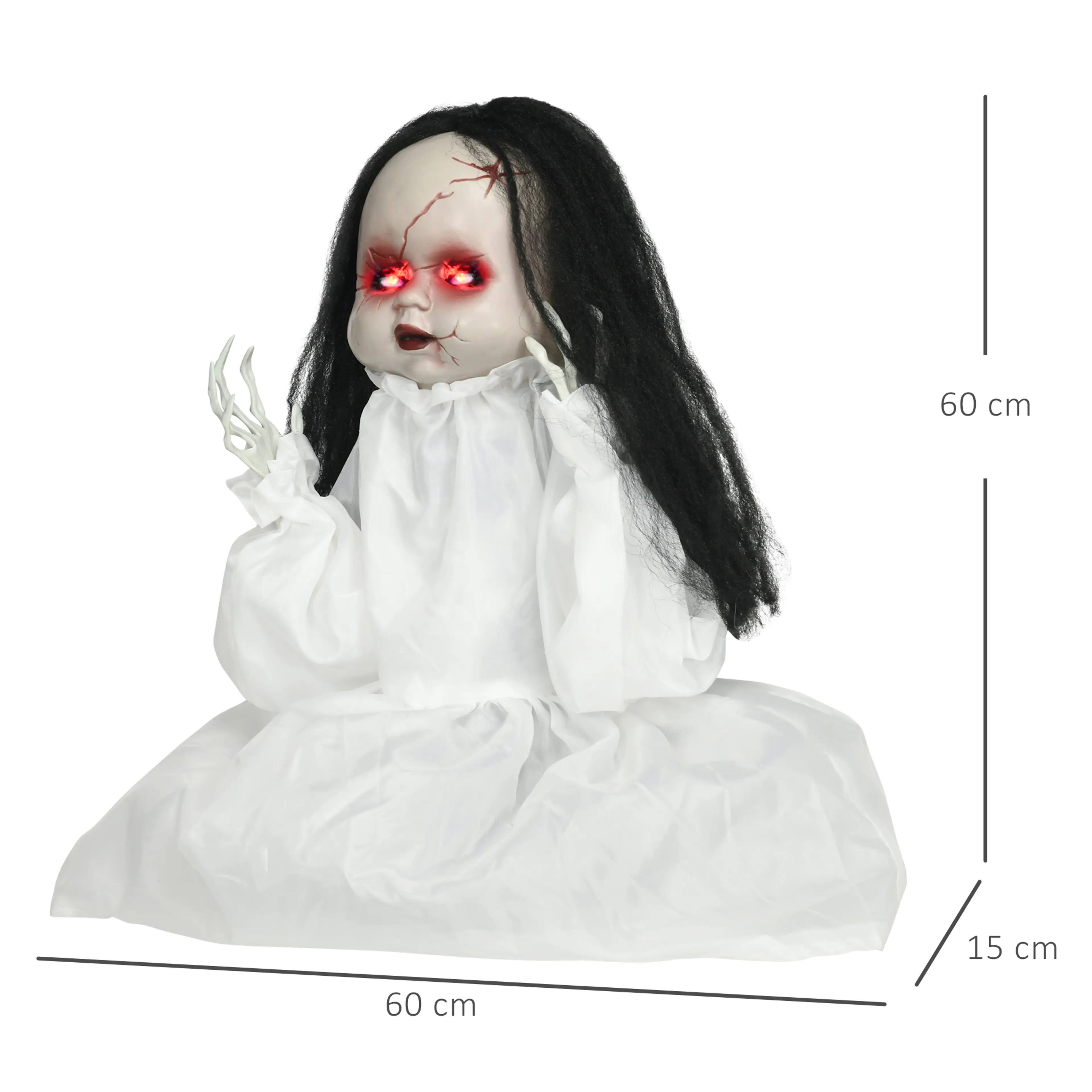 Måttskiss: 60 cm hög, 60 cm bred och 15 cm djup