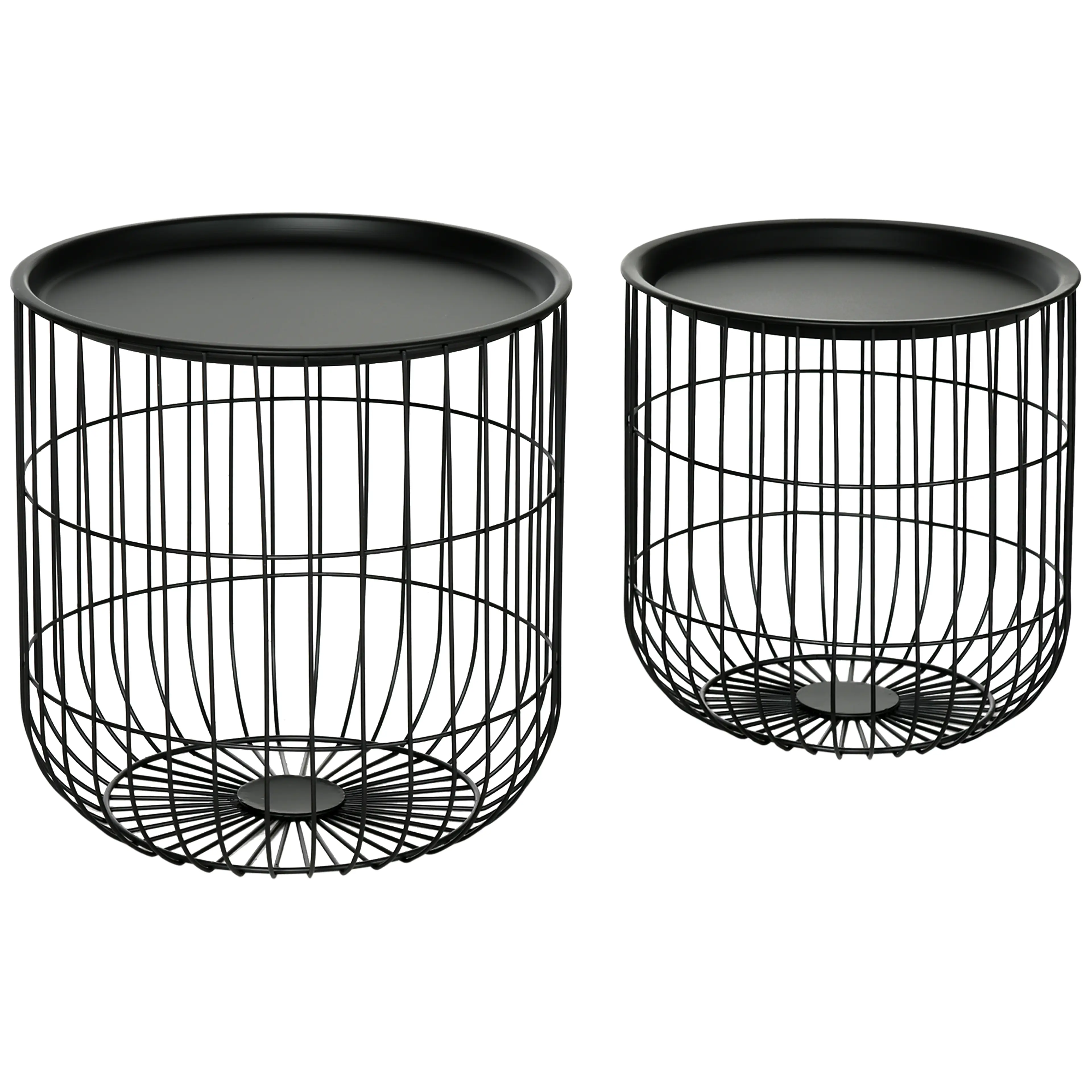 Sidobord 2-pack i trådkorg, 40 och 35 cm