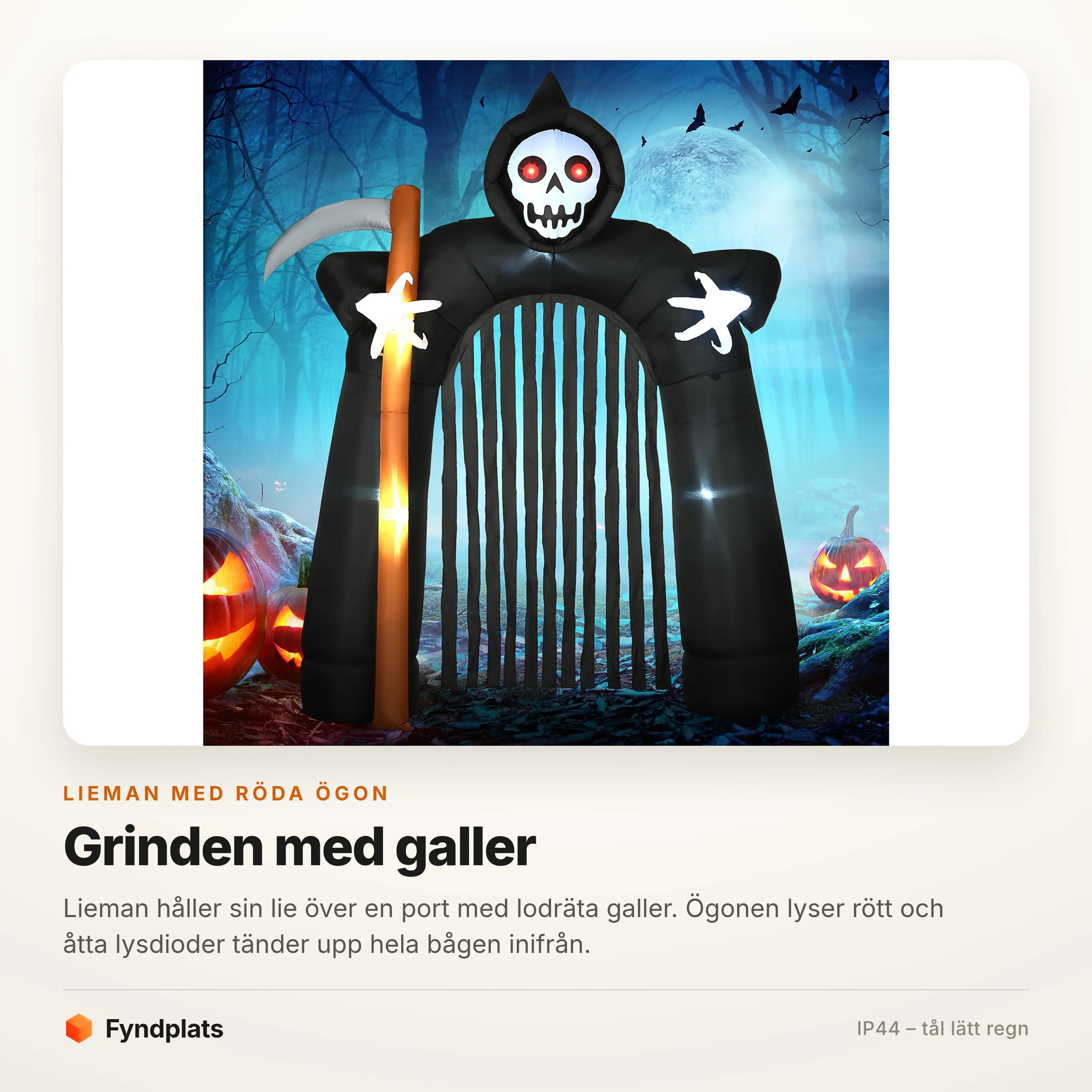 Liemannen lyser i mörkret med röda ögon
