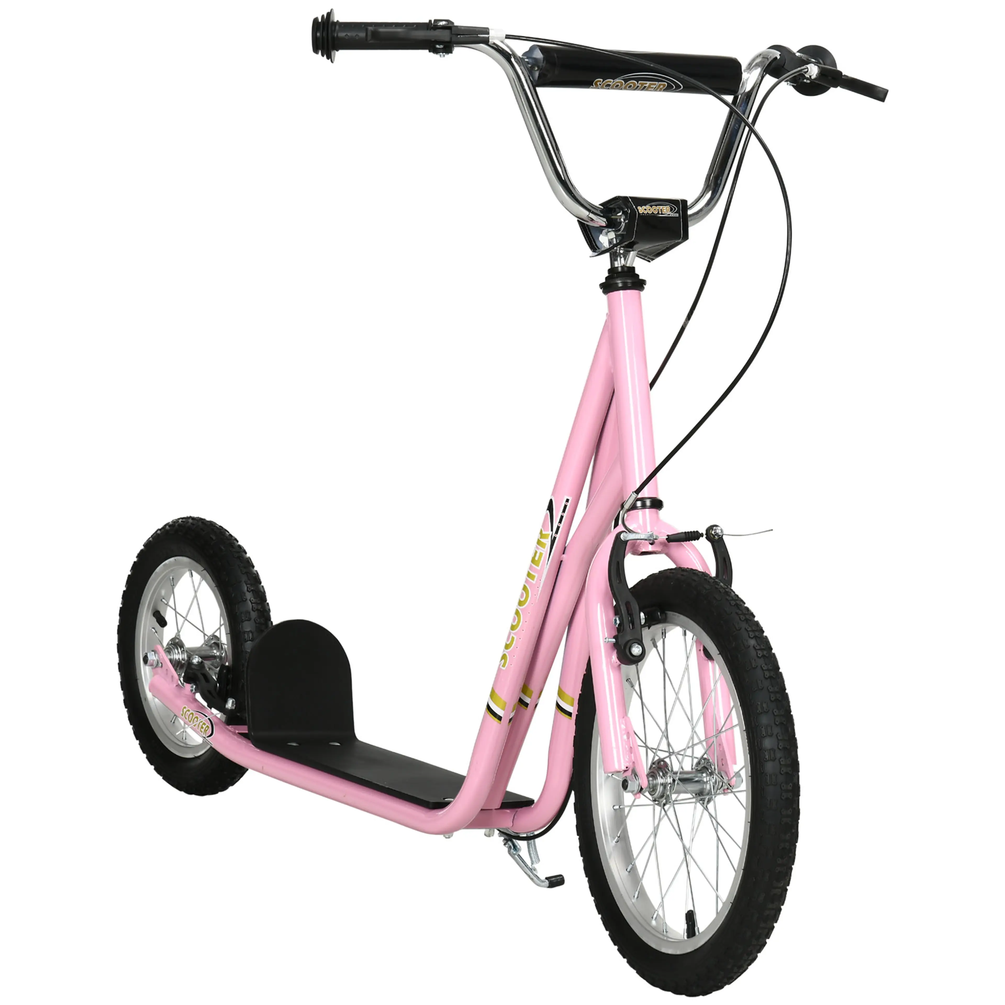 Sparkcykel barn rosa – 16 tum fram och 12 tum bak, två handbromsar