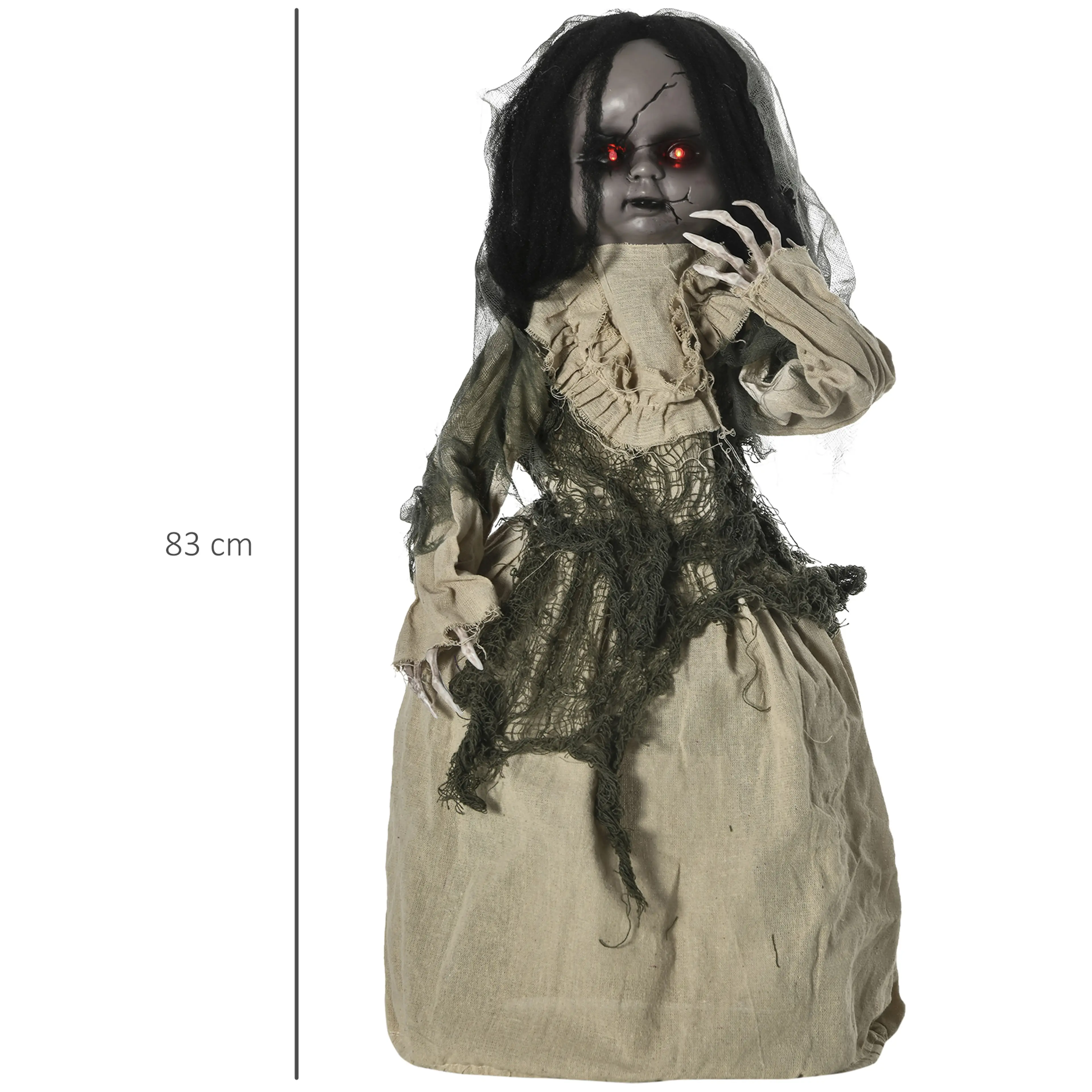 Måttbild: spökdockan är 83 cm hög