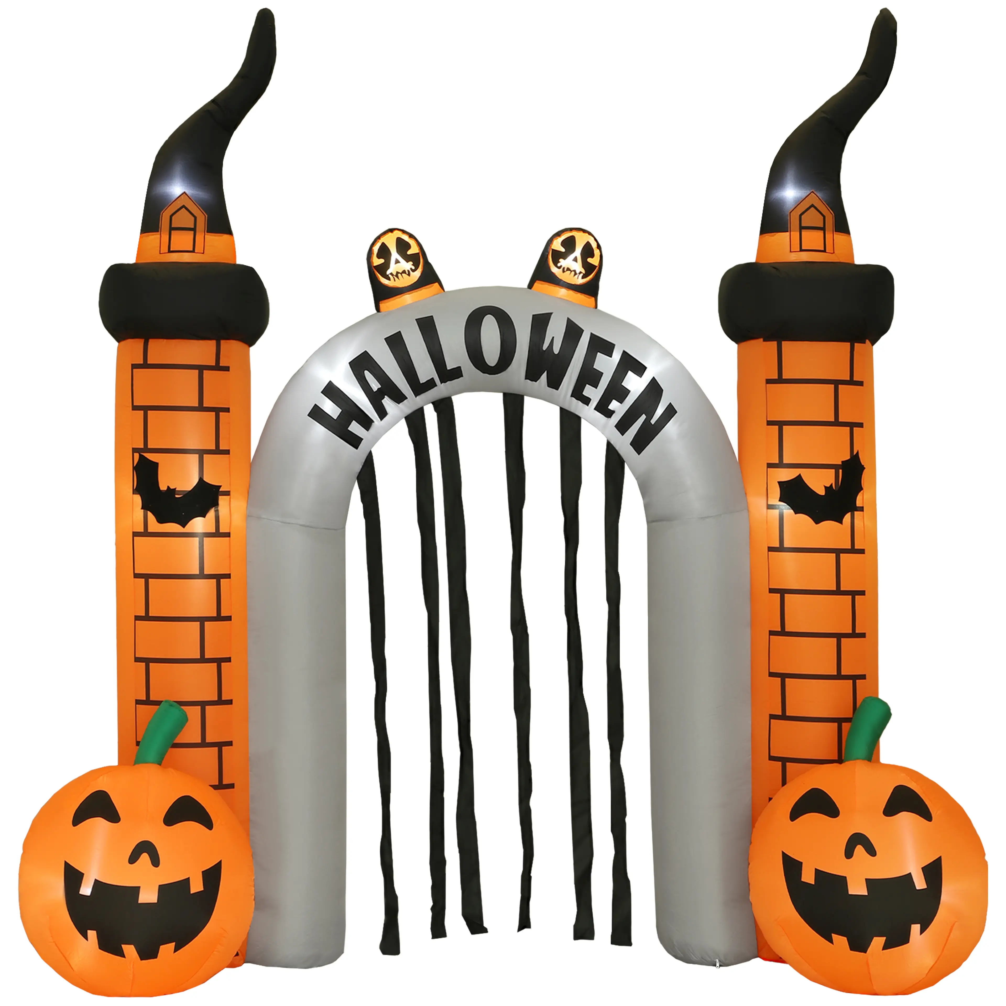 Uppblåsbar halloweenport 3,25 m bred med pumpor och LED