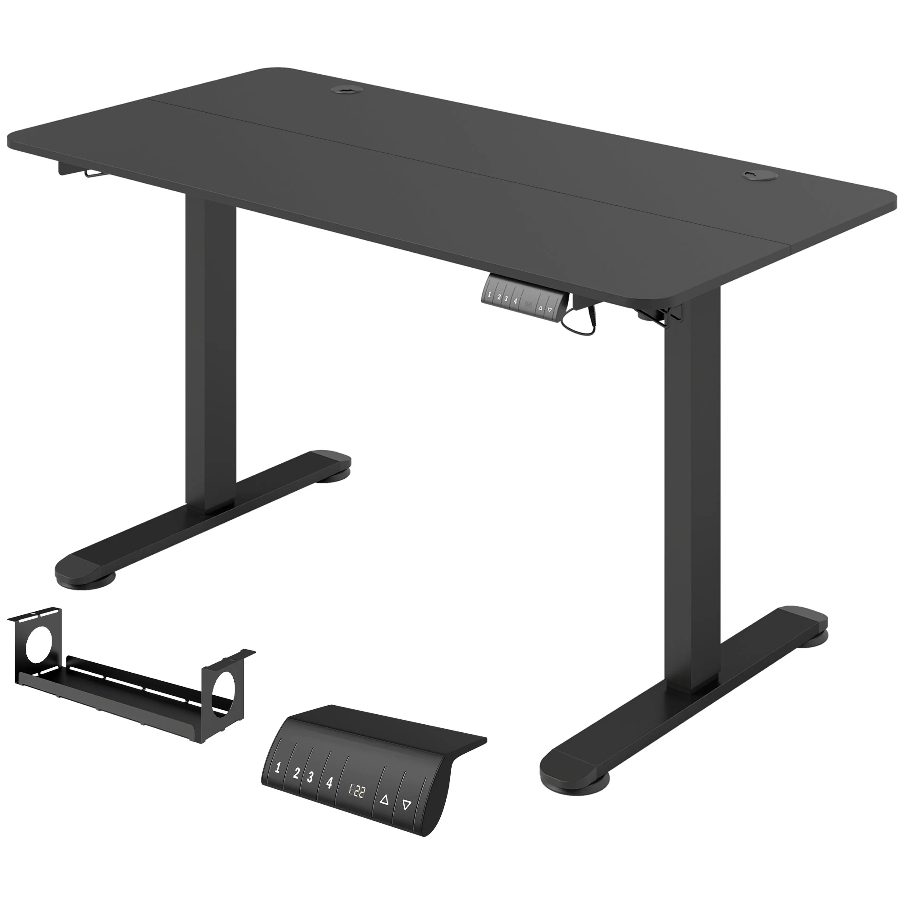 Elektriskt skrivbord 140 × 70 cm svart med fyra minneshöjder