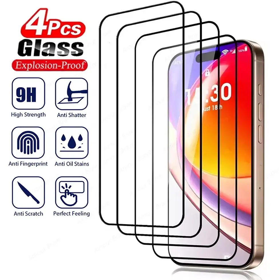 Miniatyrbild: 4-Pack Härdat Glas Skärmskydd för iPhone