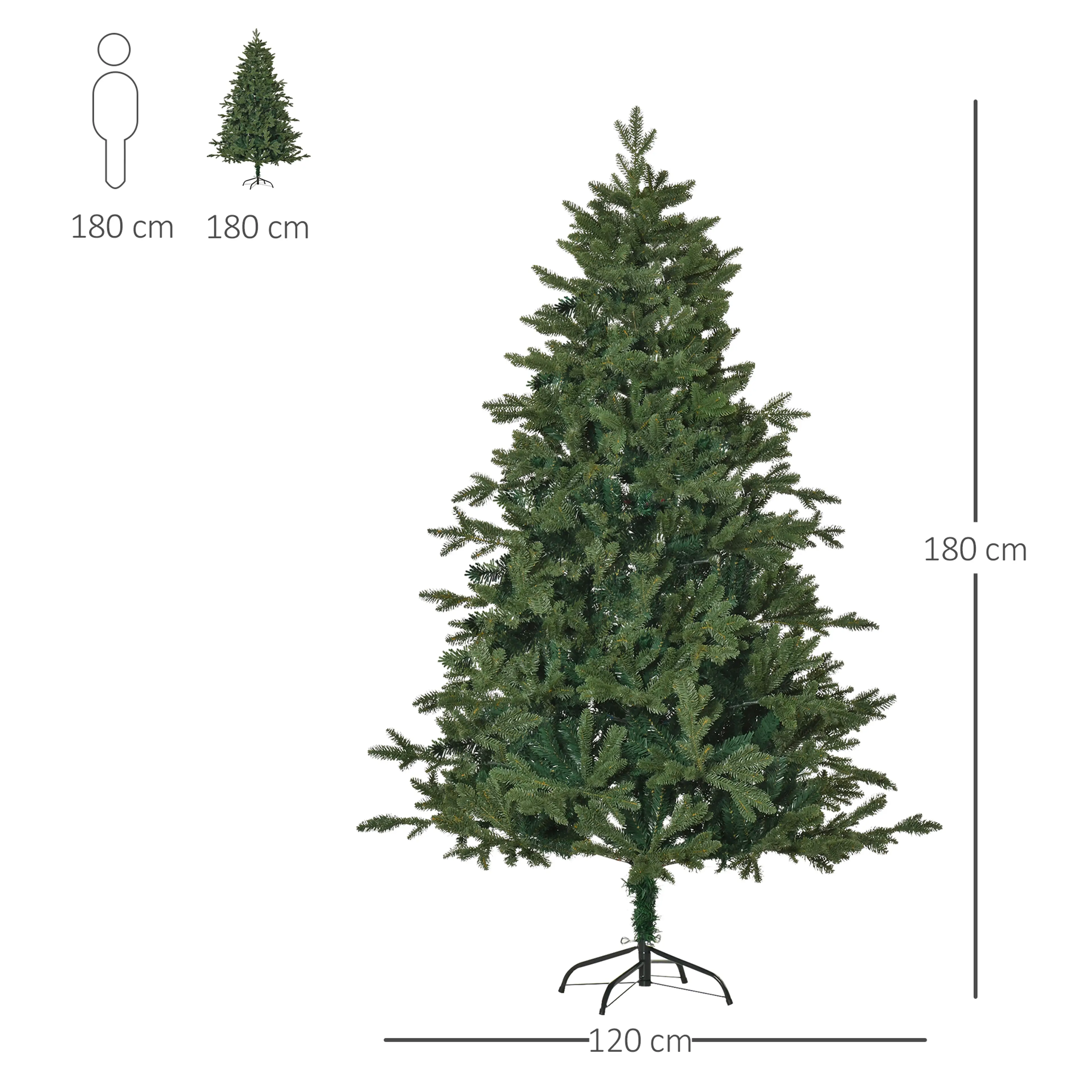 Måttskiss: 180 cm hög och 120 cm i diameter