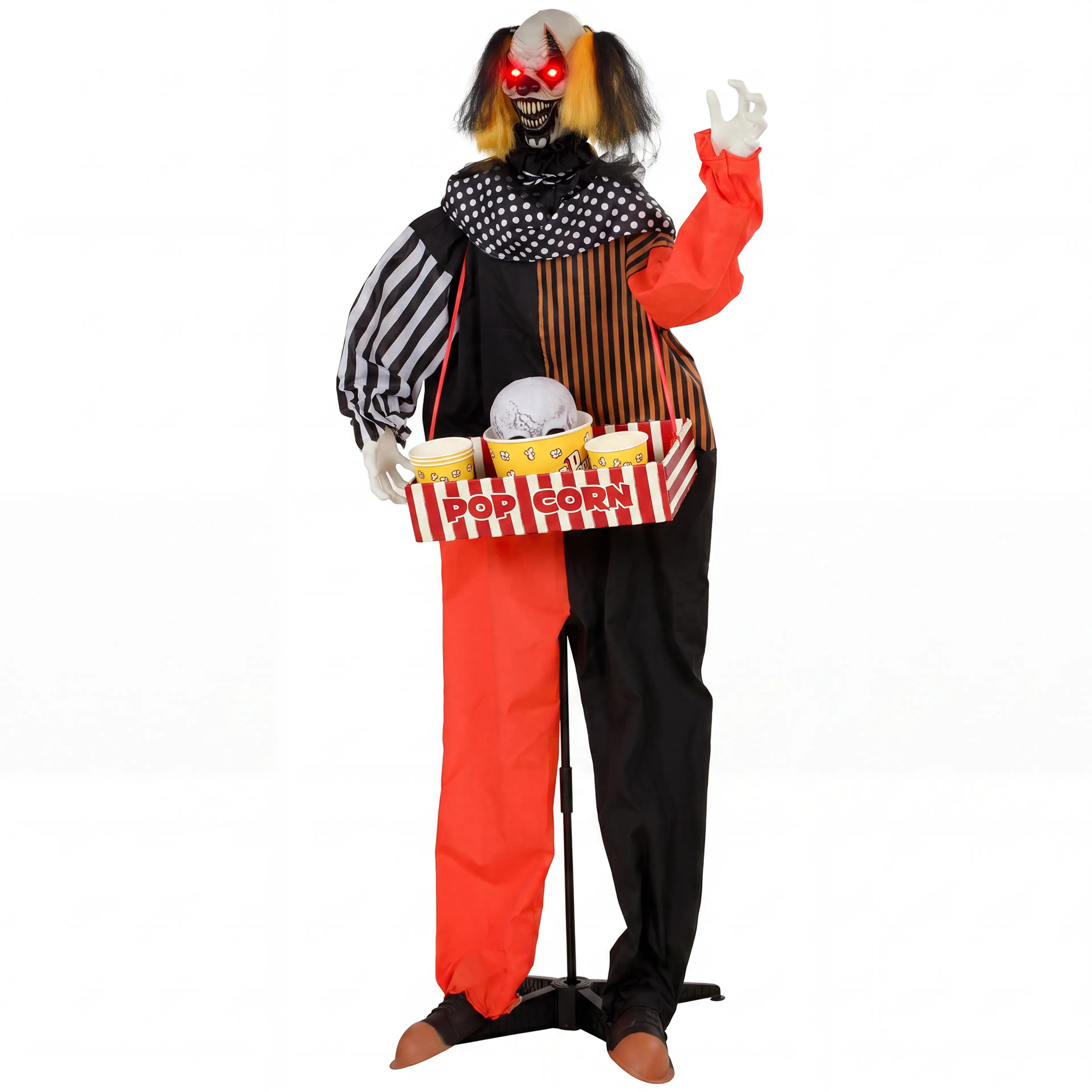 Animerad popcornclown 180 cm som skjuter upp till 195 cm