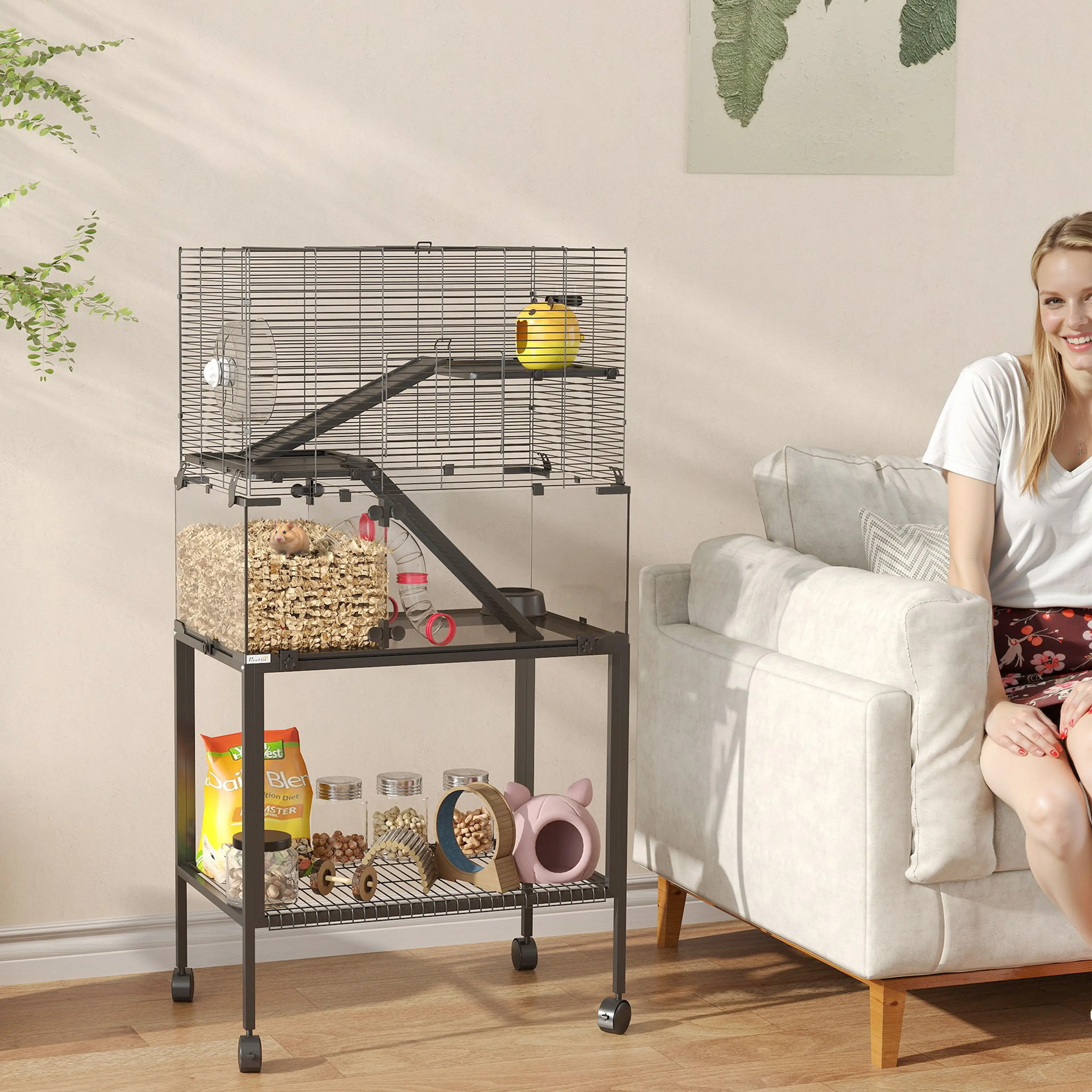 Gnagarbur på hjul med tre plan och 26 cm djup glasunderdel – bild 2