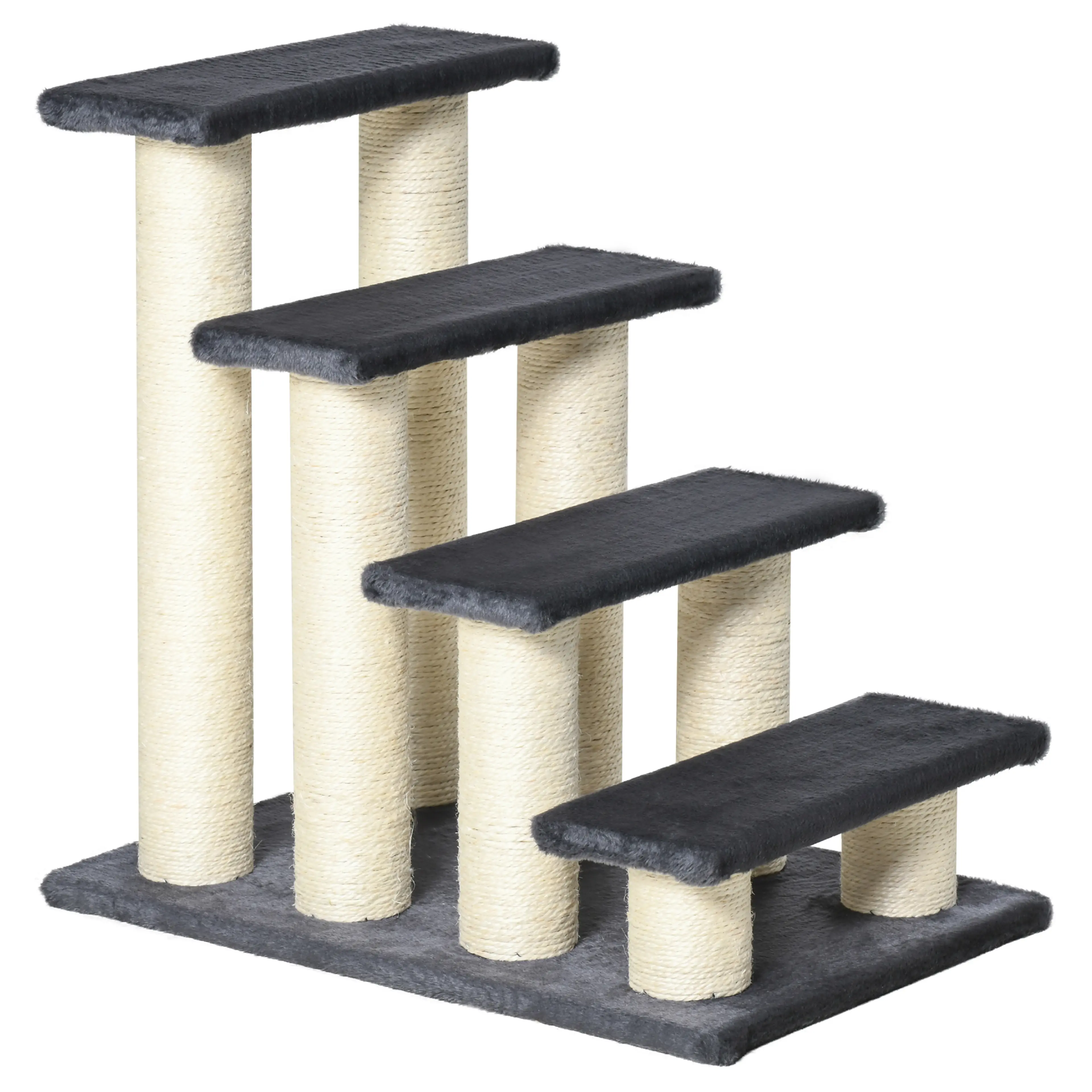 Husdjurstrappa 4 steg med sisalstolpar – 59 cm, max 50 kg