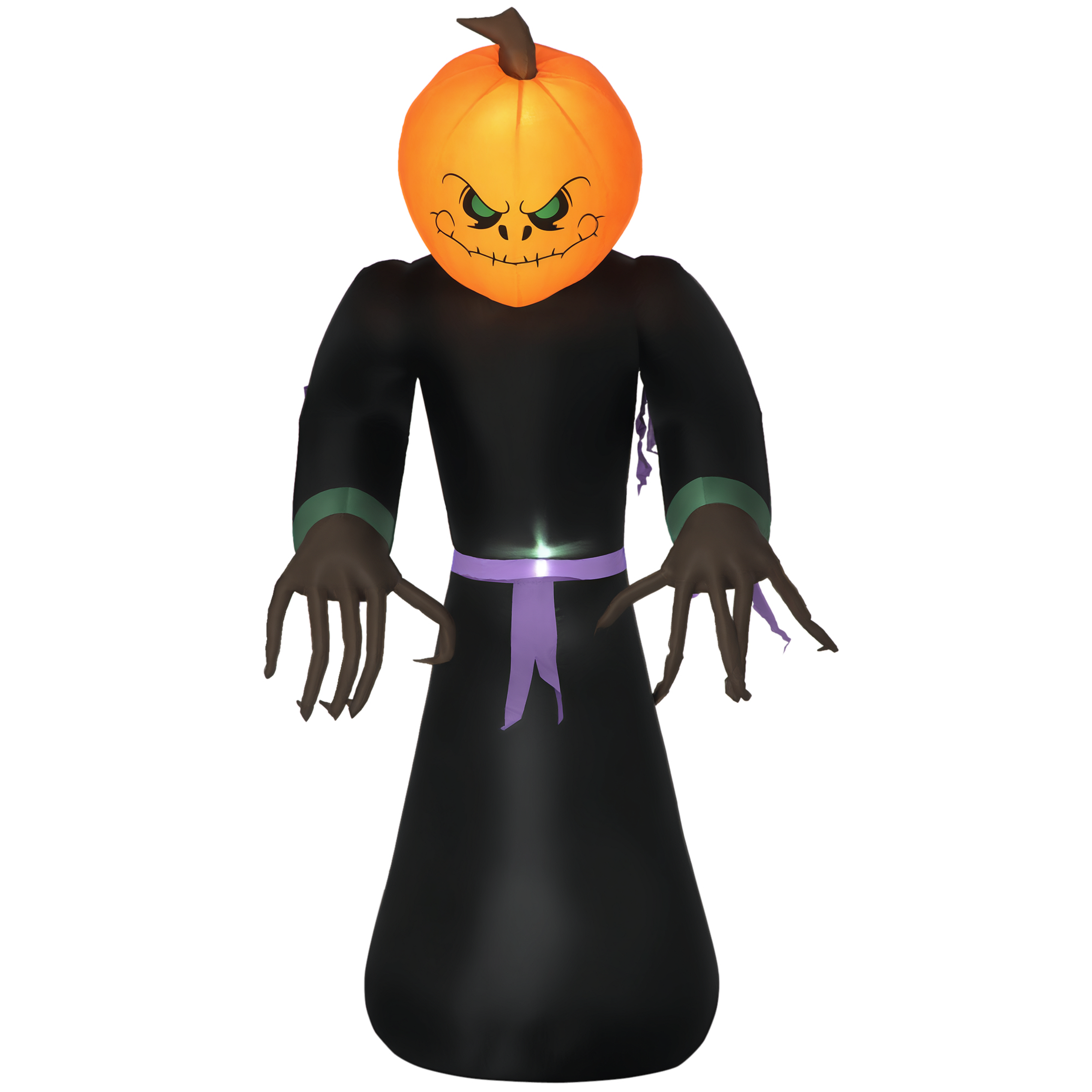 Uppblåsbar halloweenfigur 210 cm med lysande pumphuvud