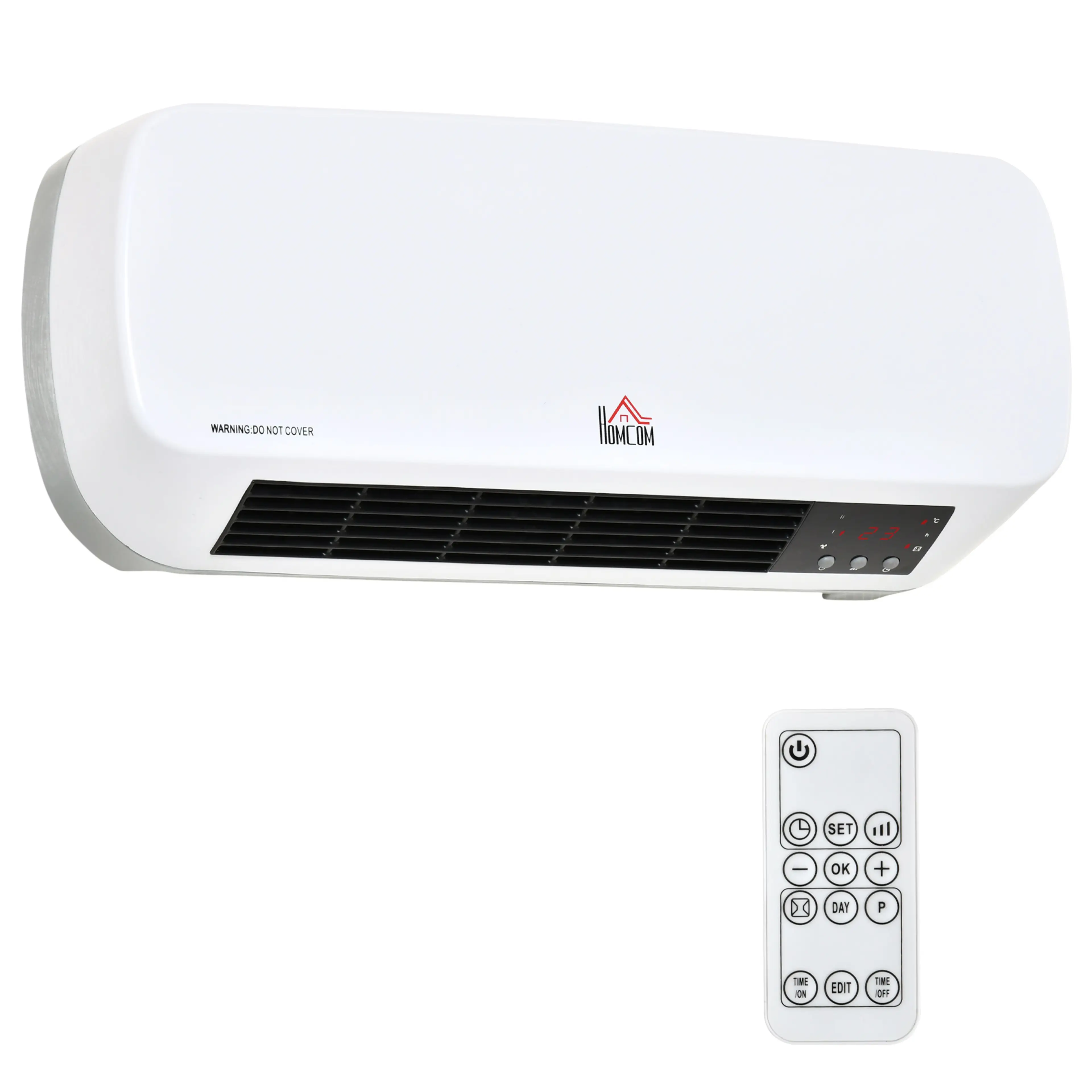 Väggvärmare vit 45 cm – 2000 W, IPX2 och 12-timmarstimer