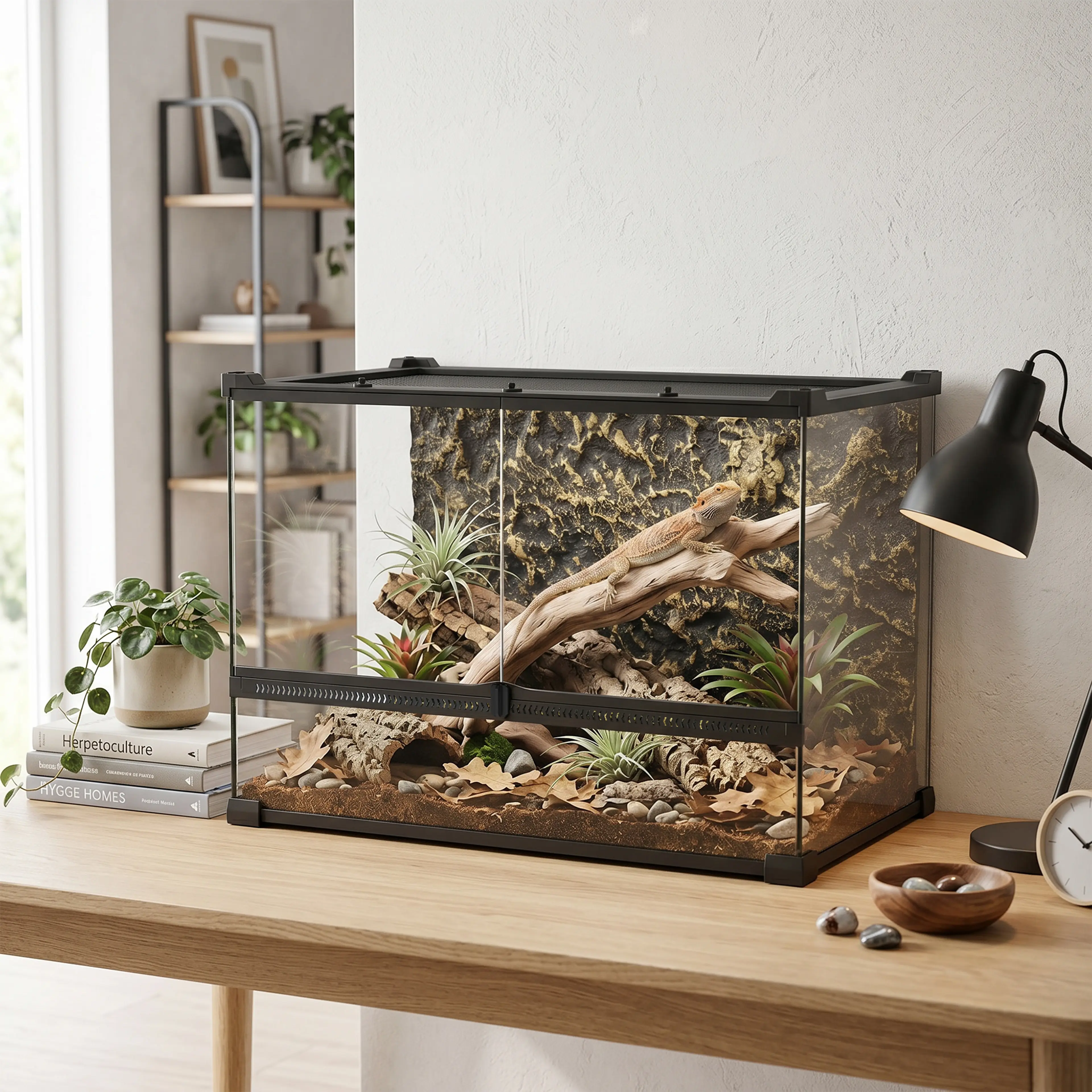 Glasterrarium 50 × 30 × 35 cm med strukturerad bakvägg, 48 liter – bild 3