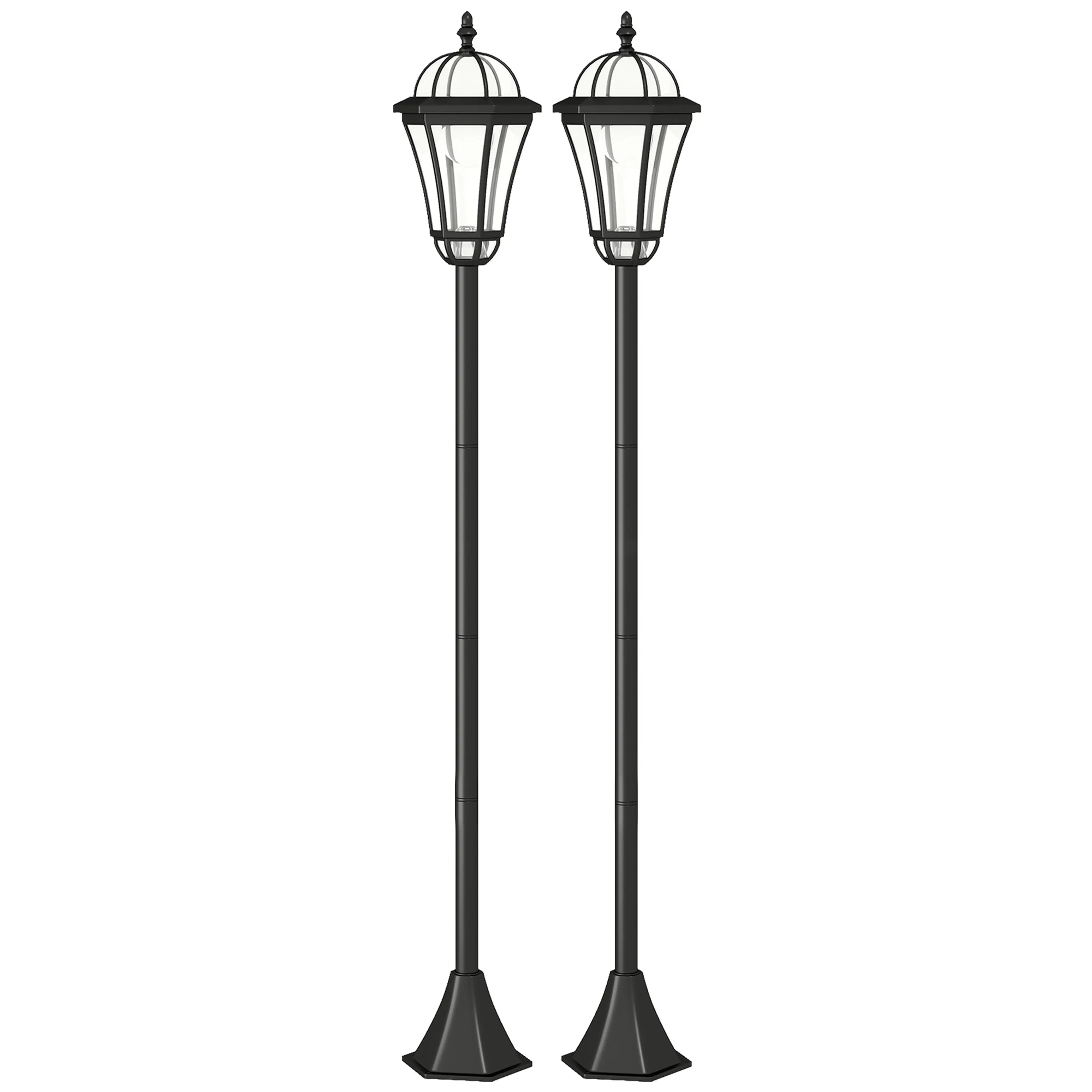 Solcellslyktor 2-pack – 129 cm med jordspett och kallvitt ljus