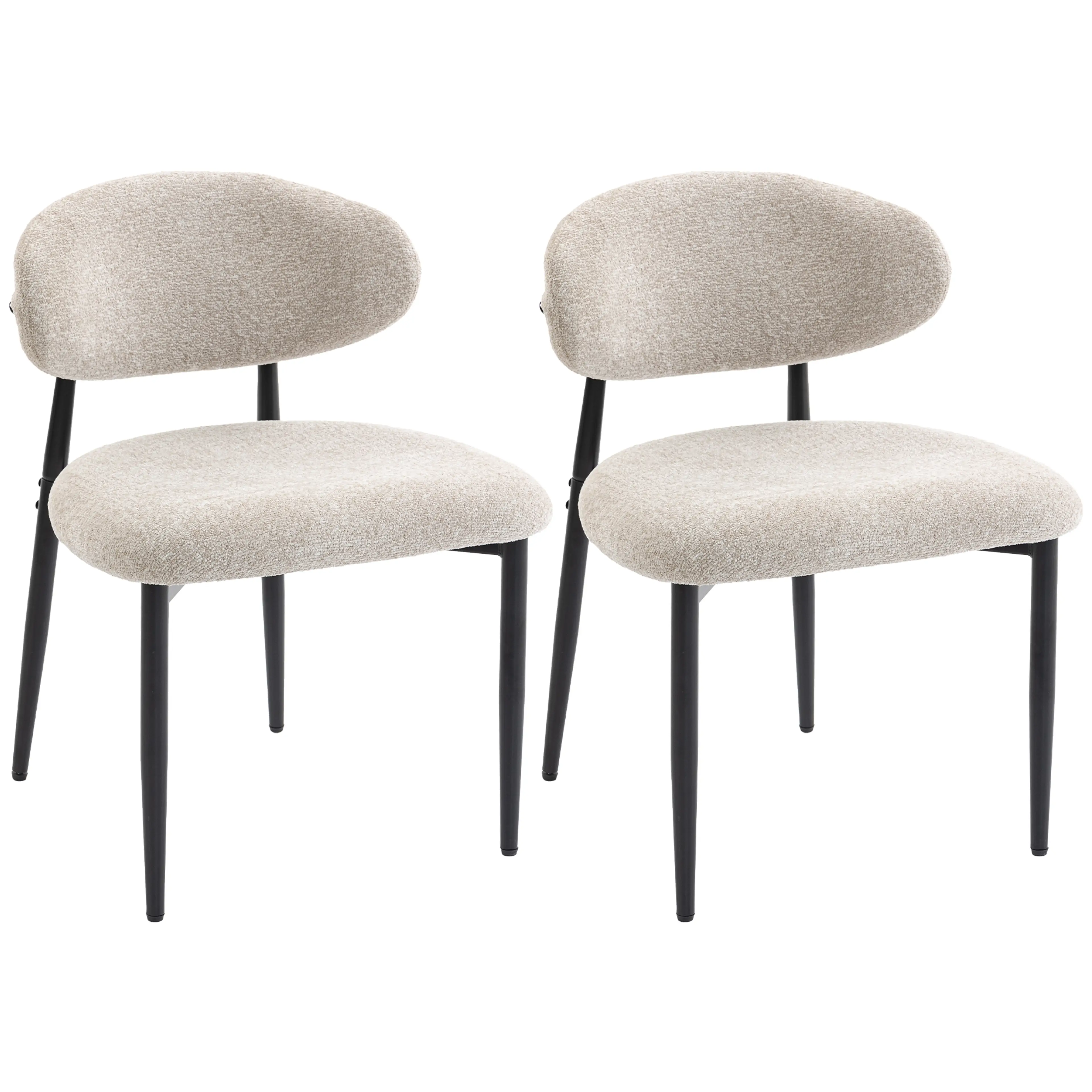 Matstolar 2-pack med rundad rygg, beige