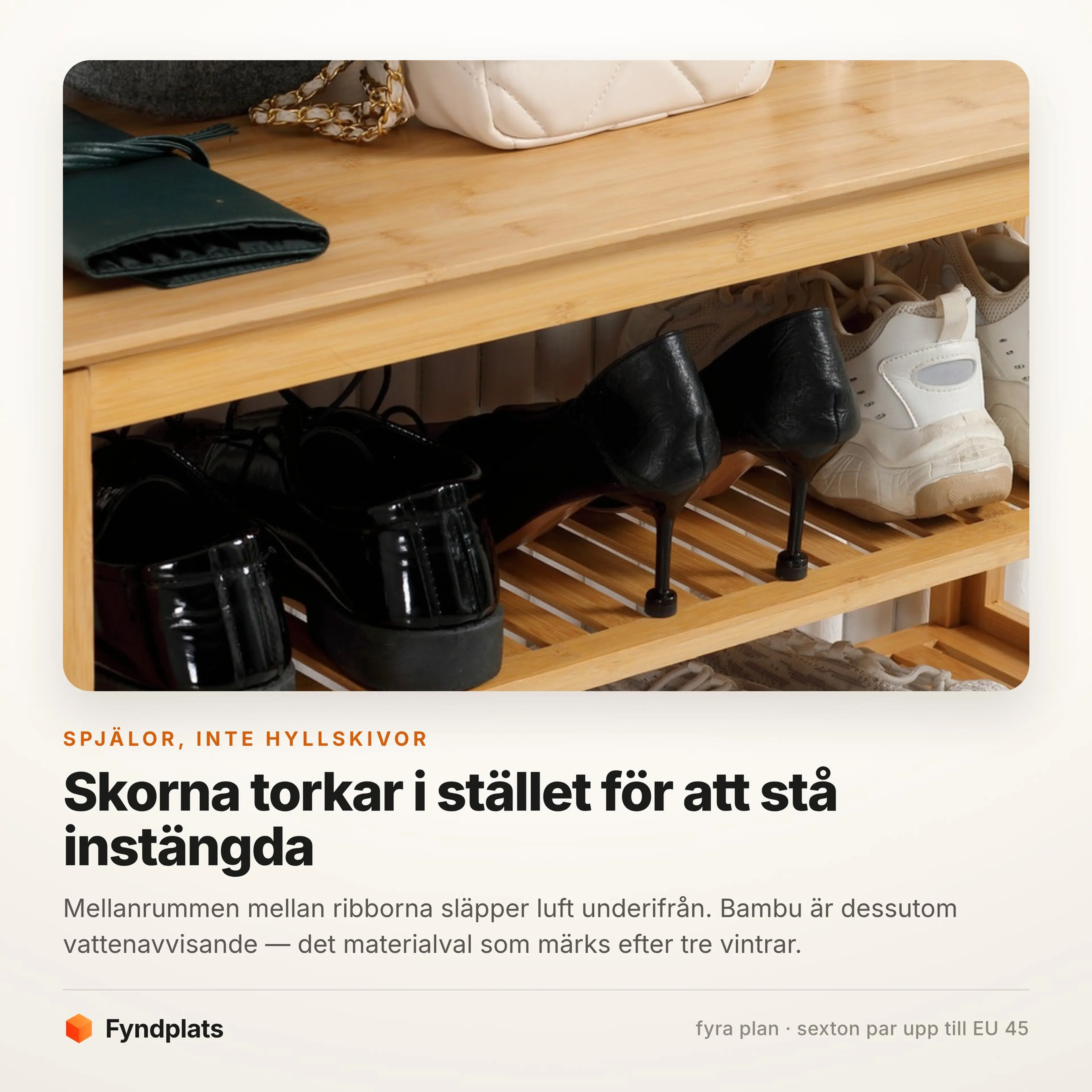 Skoställ i bambu, fyra plan – bild 3