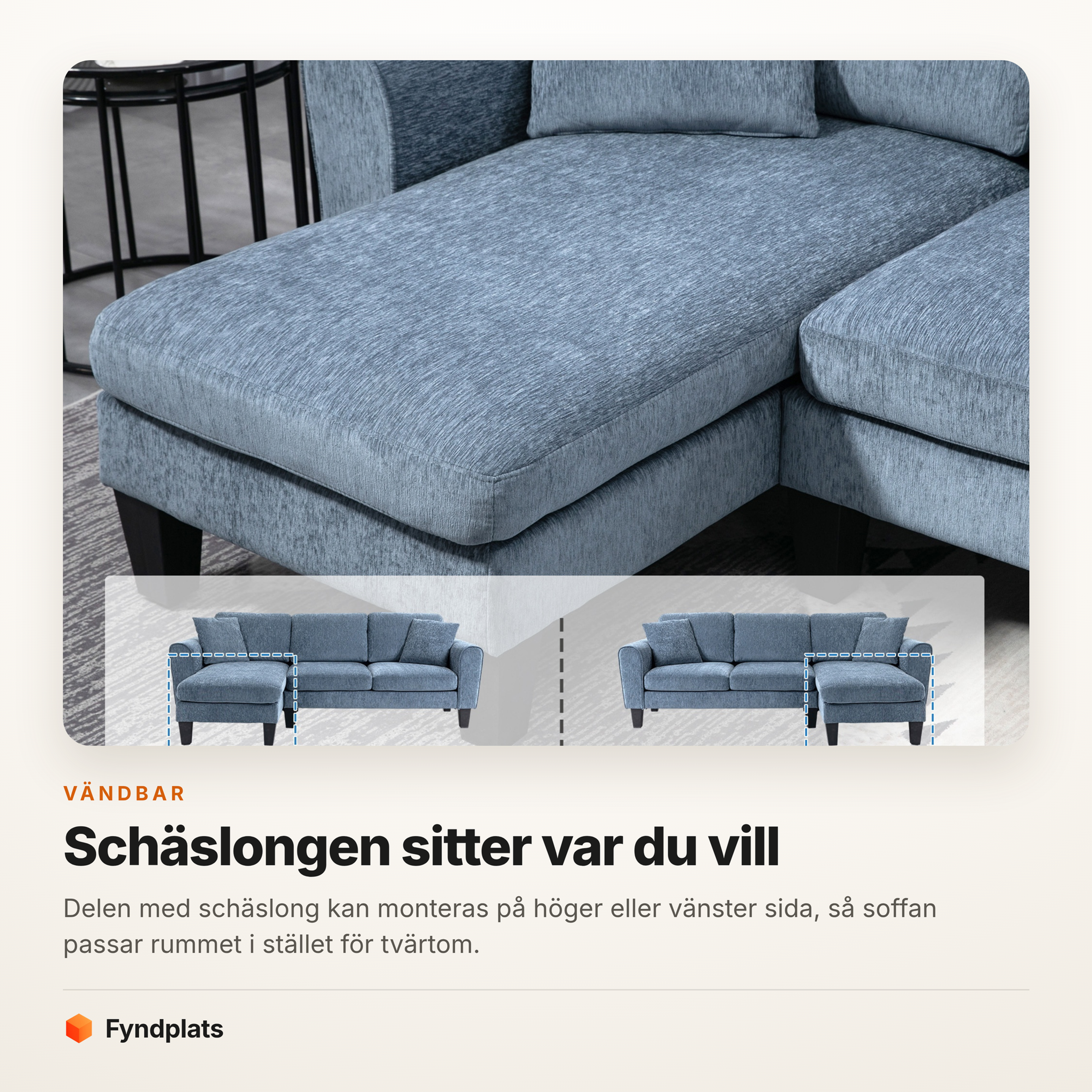 Schäslongen visad monterad på både höger och vänster sida