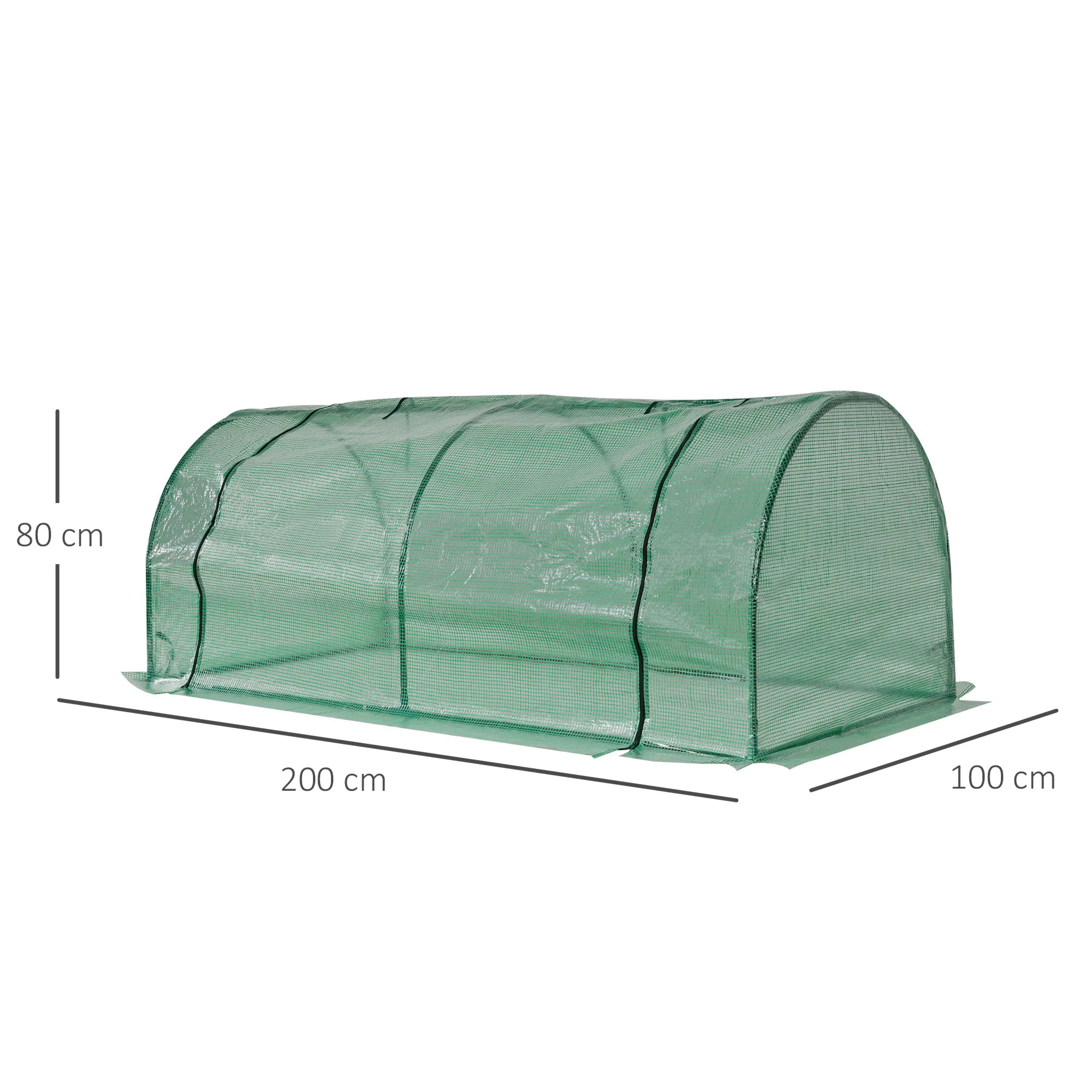 Måttbild: tunneln mäter 200 × 100 cm och är 80 cm hög