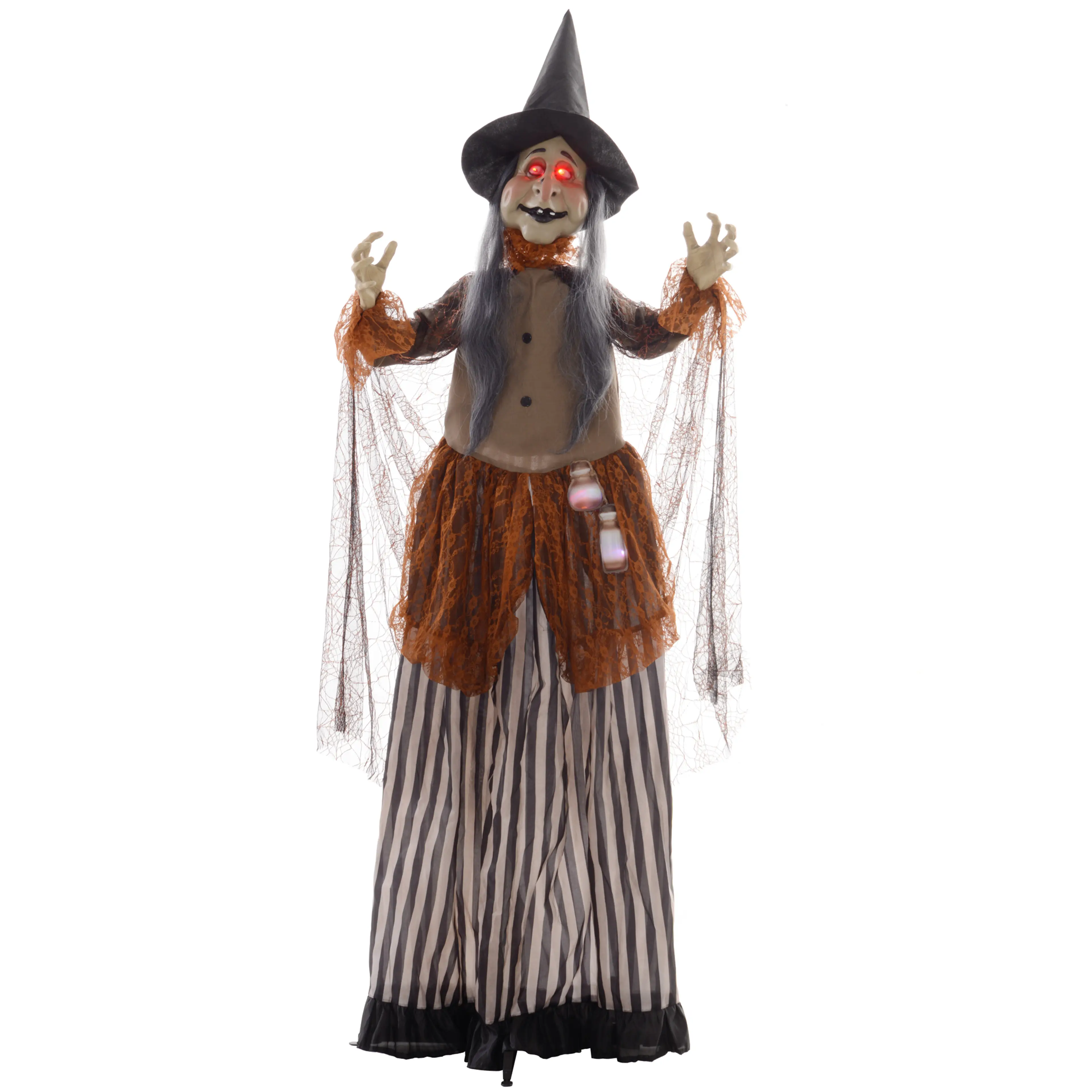 Animerad halloweenhäxa 183 cm med lysande trolldryck