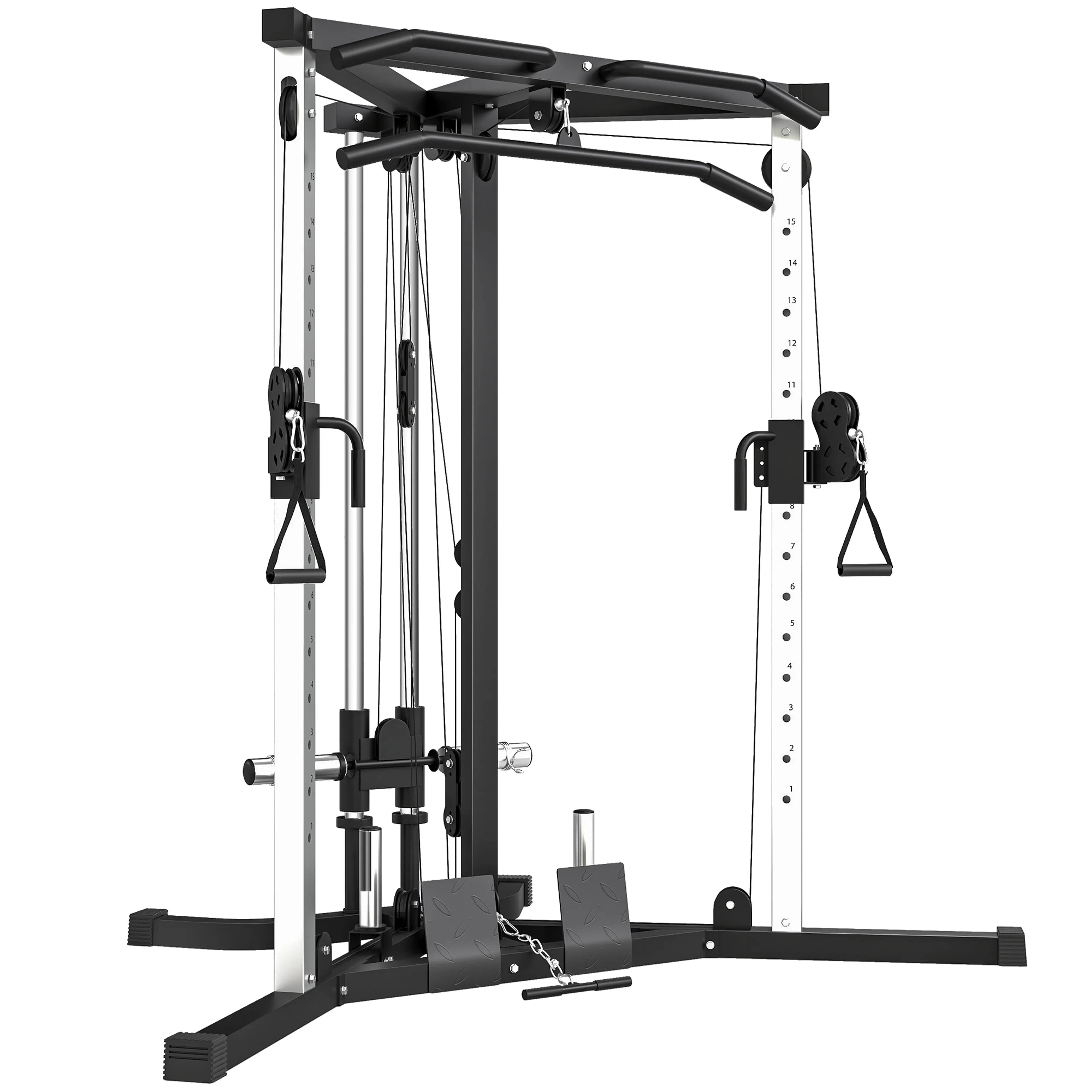 Kraftstation 170 × 139 cm med dubbla kabeldrag – 15 lägen och chinsstång