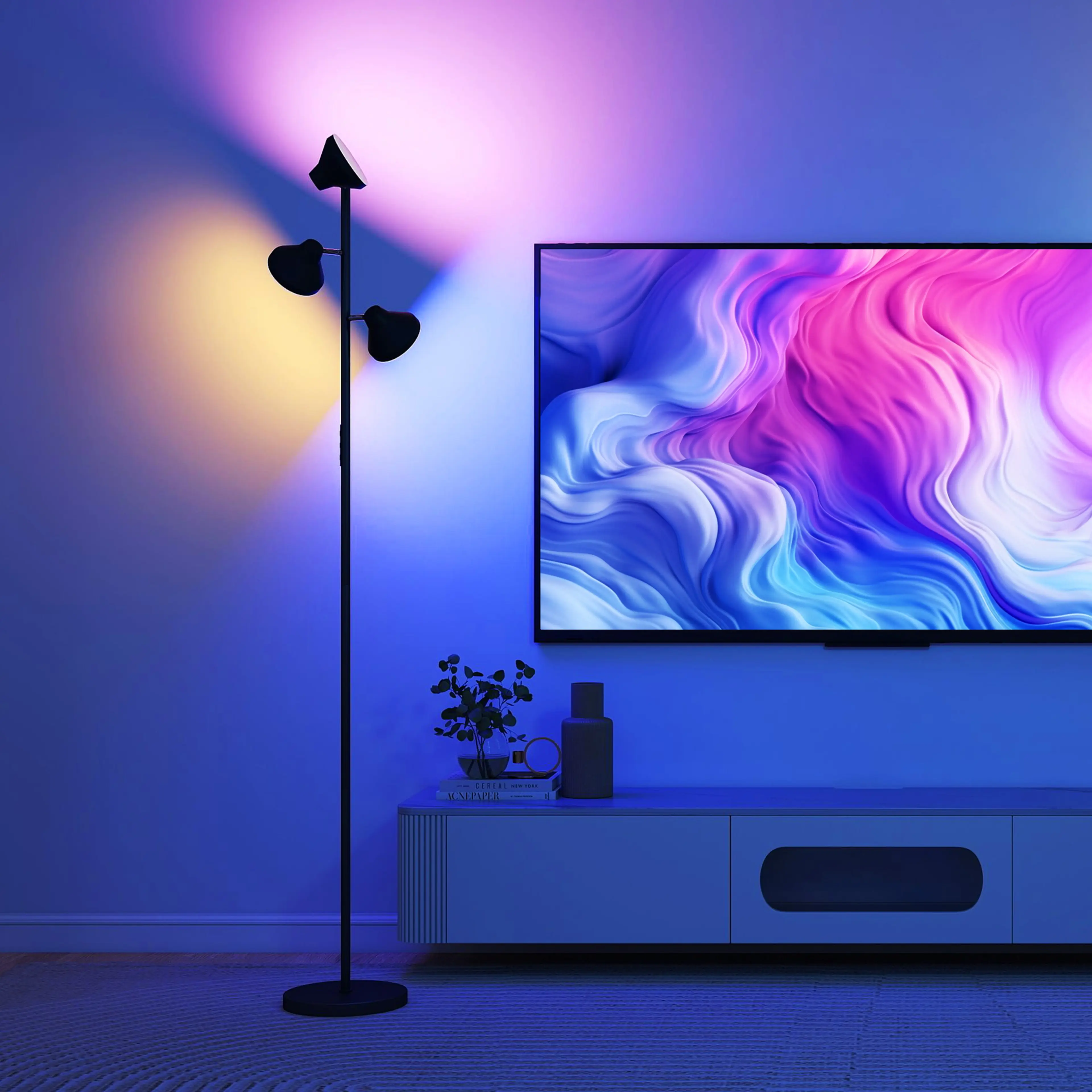 Golvlampa med tre riktbara huvuden 170 cm – 4 150 lumen, RGB och fjärrkontroll – bild 7