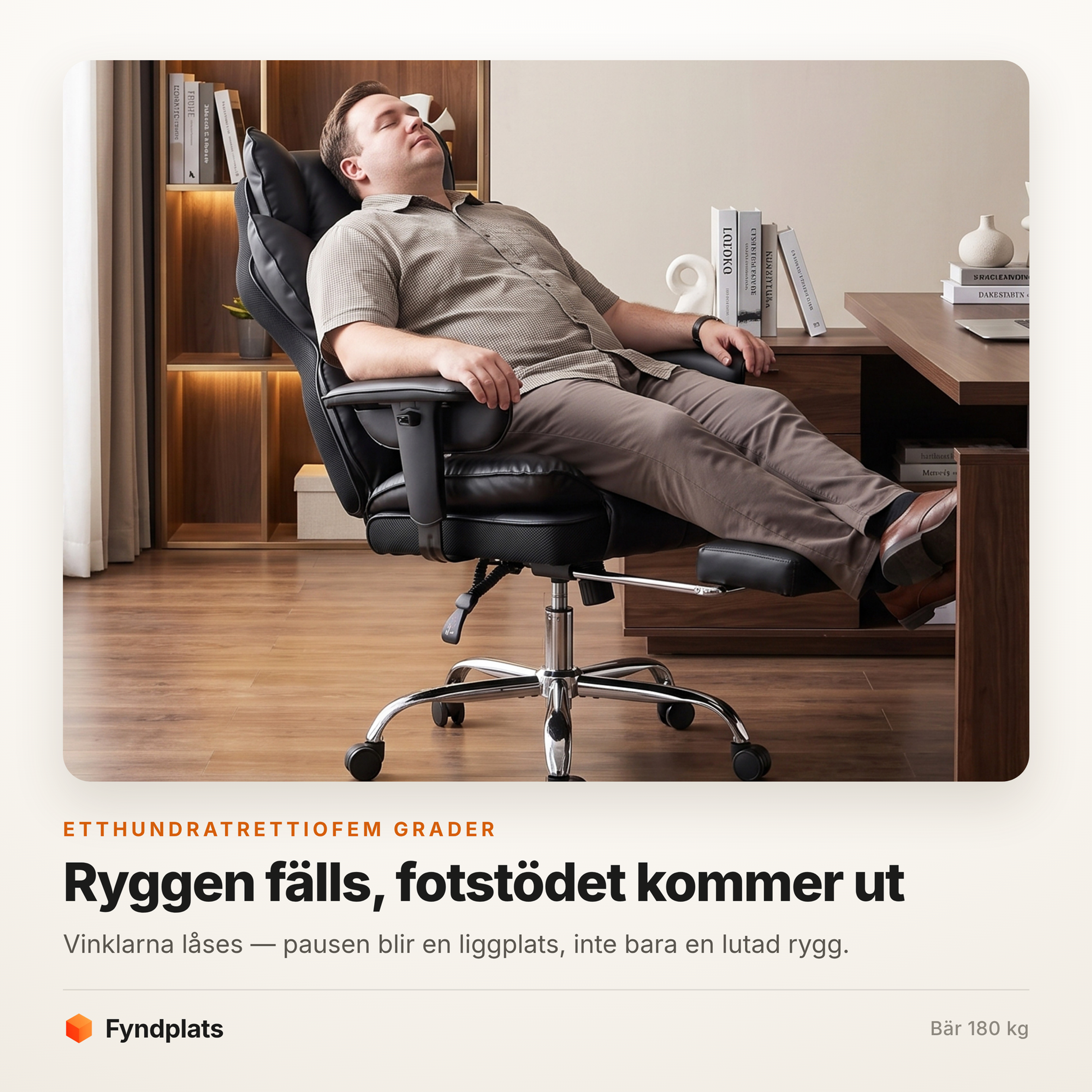 Kontorsstol i konstläder med fotstöd – 135° ryggläge, bär 180 kg – bild 2