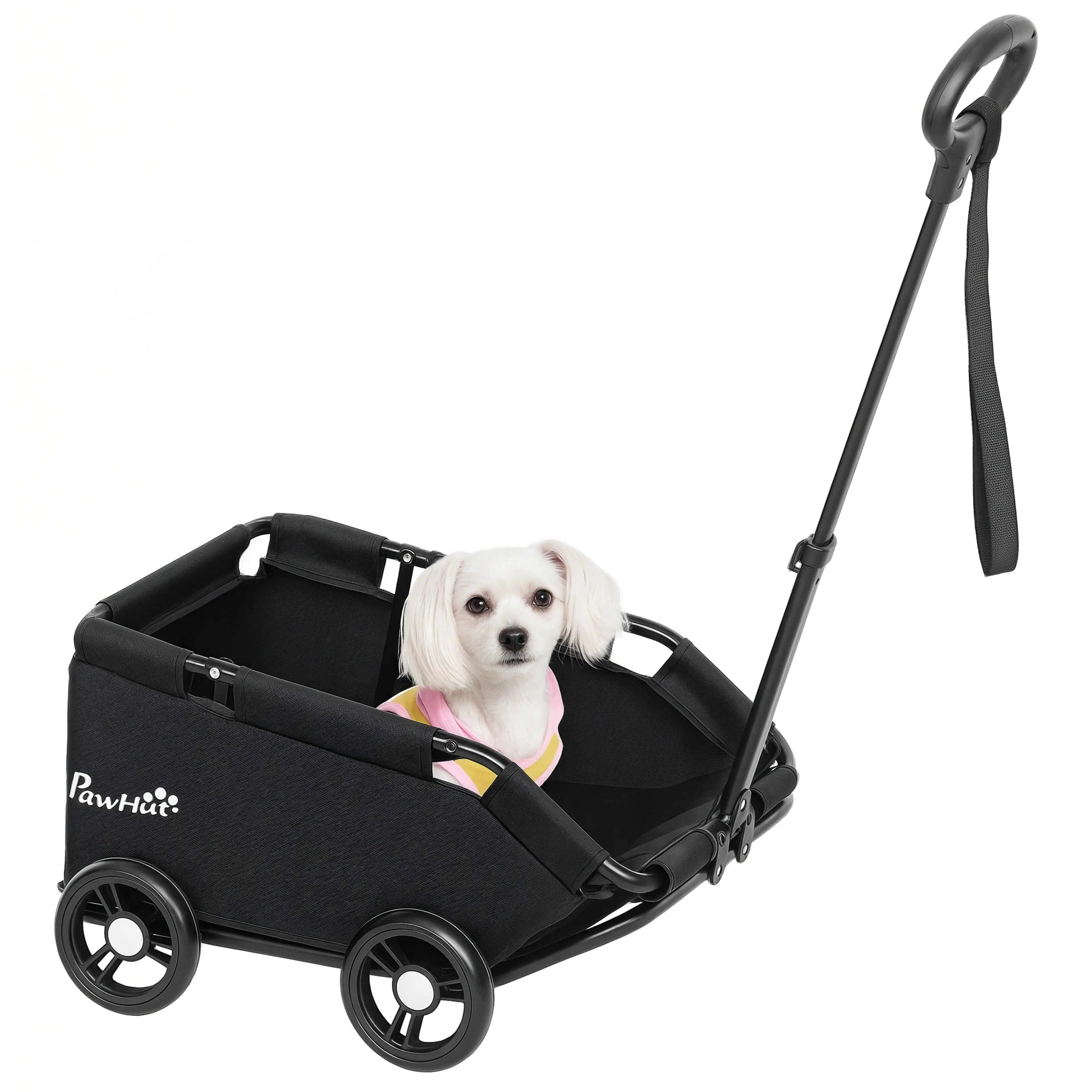 Hundvagn för liten hund – hopfällbar med justerbart handtag, max 4 kg