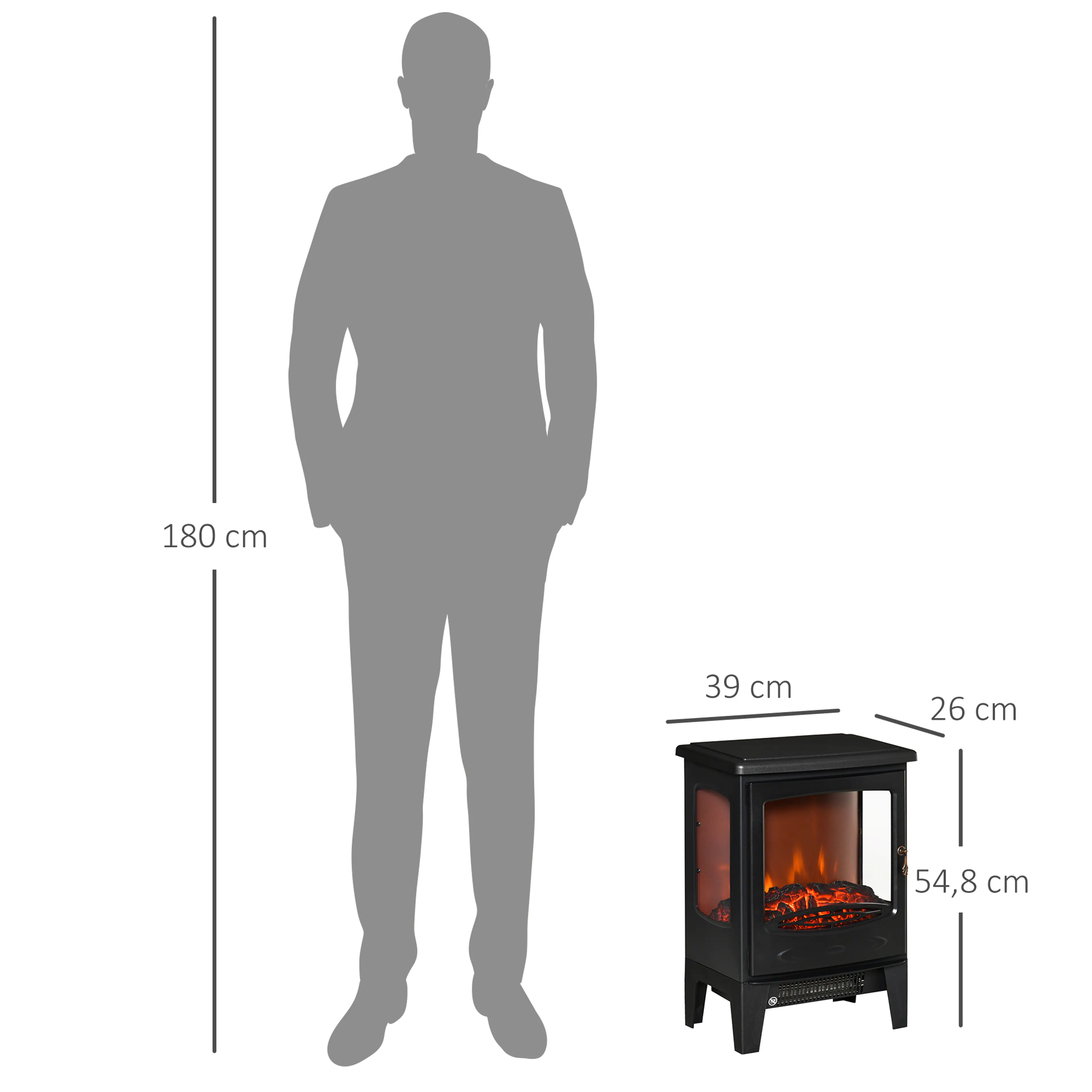 Storleksjämförelse mot en person på 180 cm