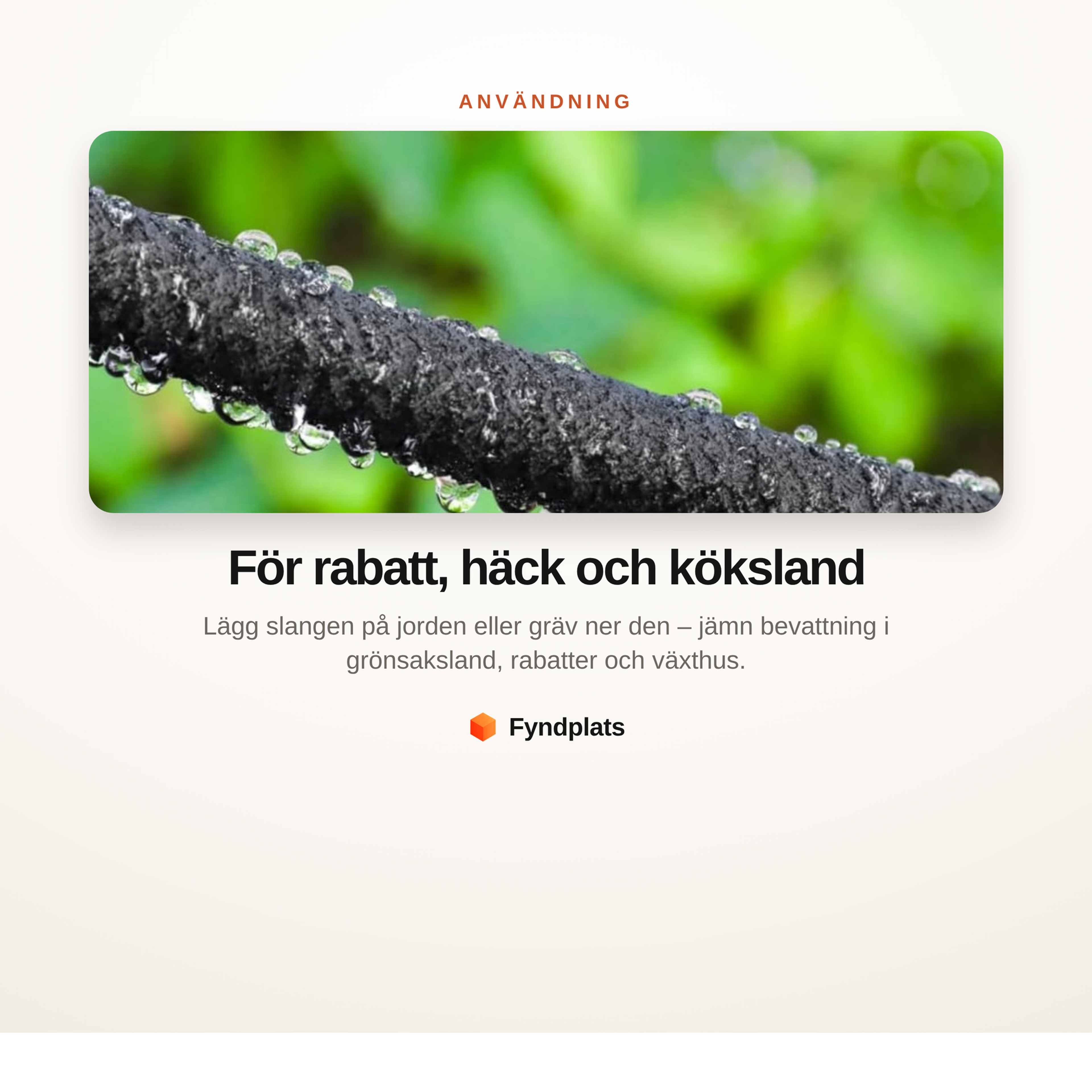 Droppslang för bevattning av rabatt, häck, växthus och köksträdgård