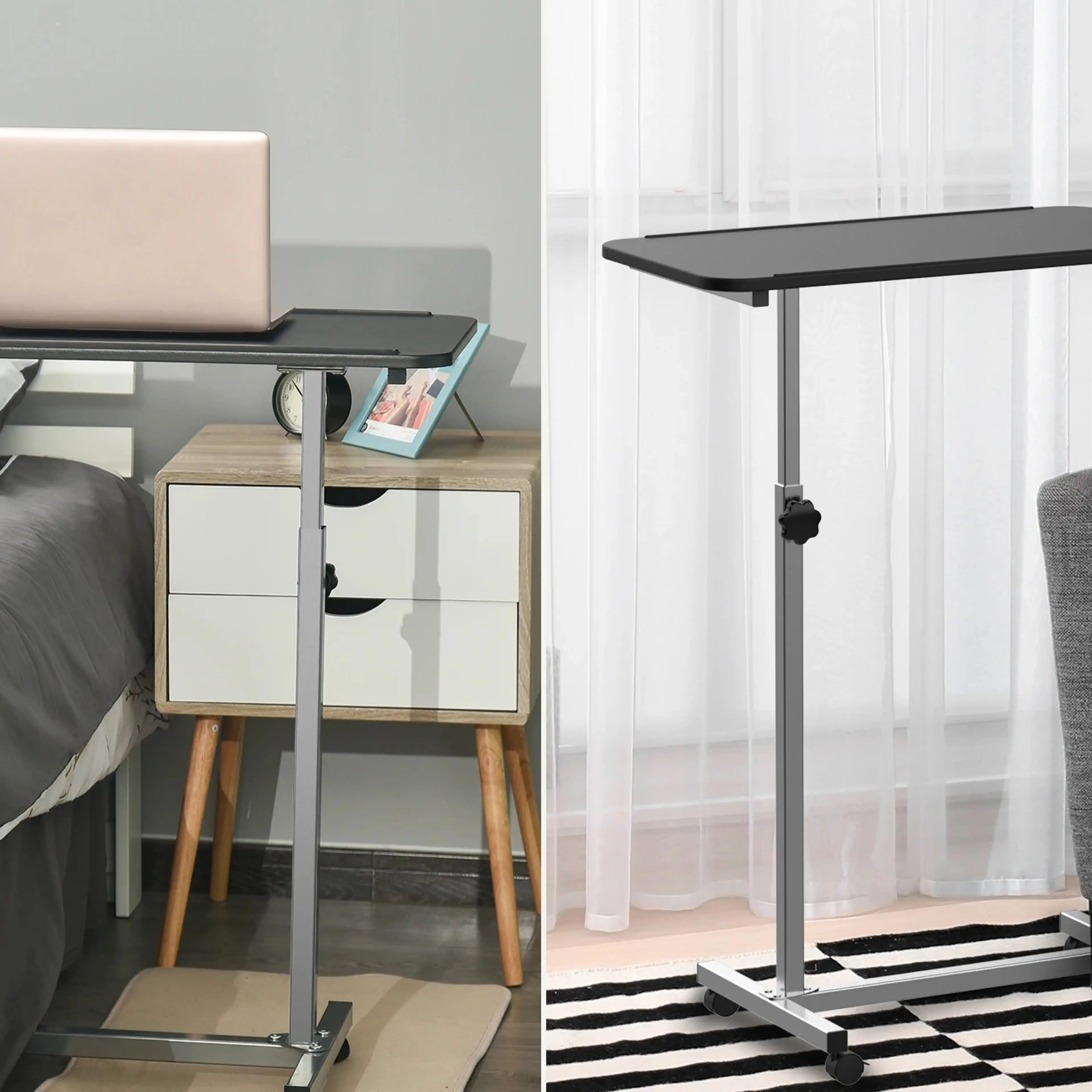 Bordet använt både vid sängen och som sidobord vid soffan