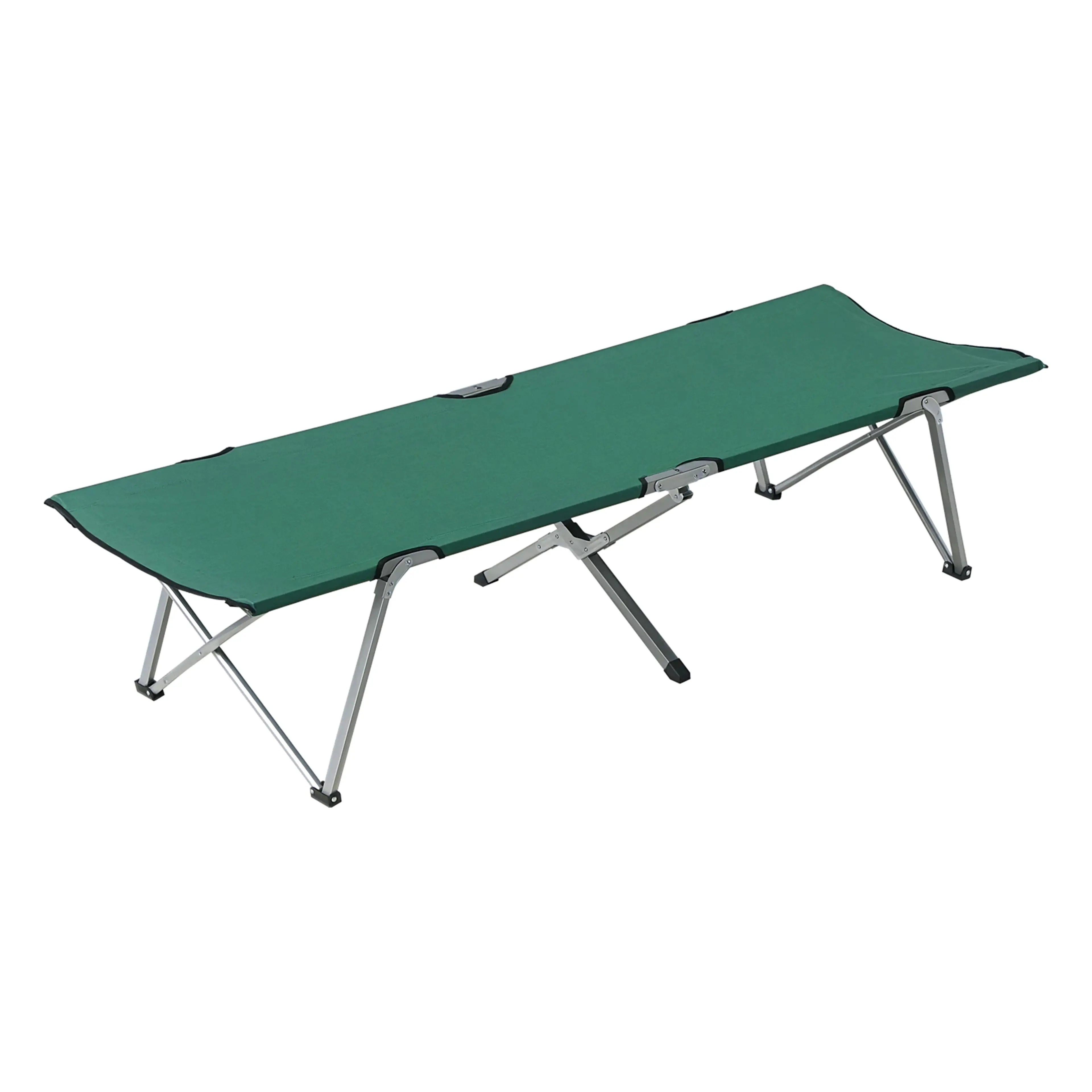 Grön hopfällbar campingsäng 193 cm med kryssade ben i stål