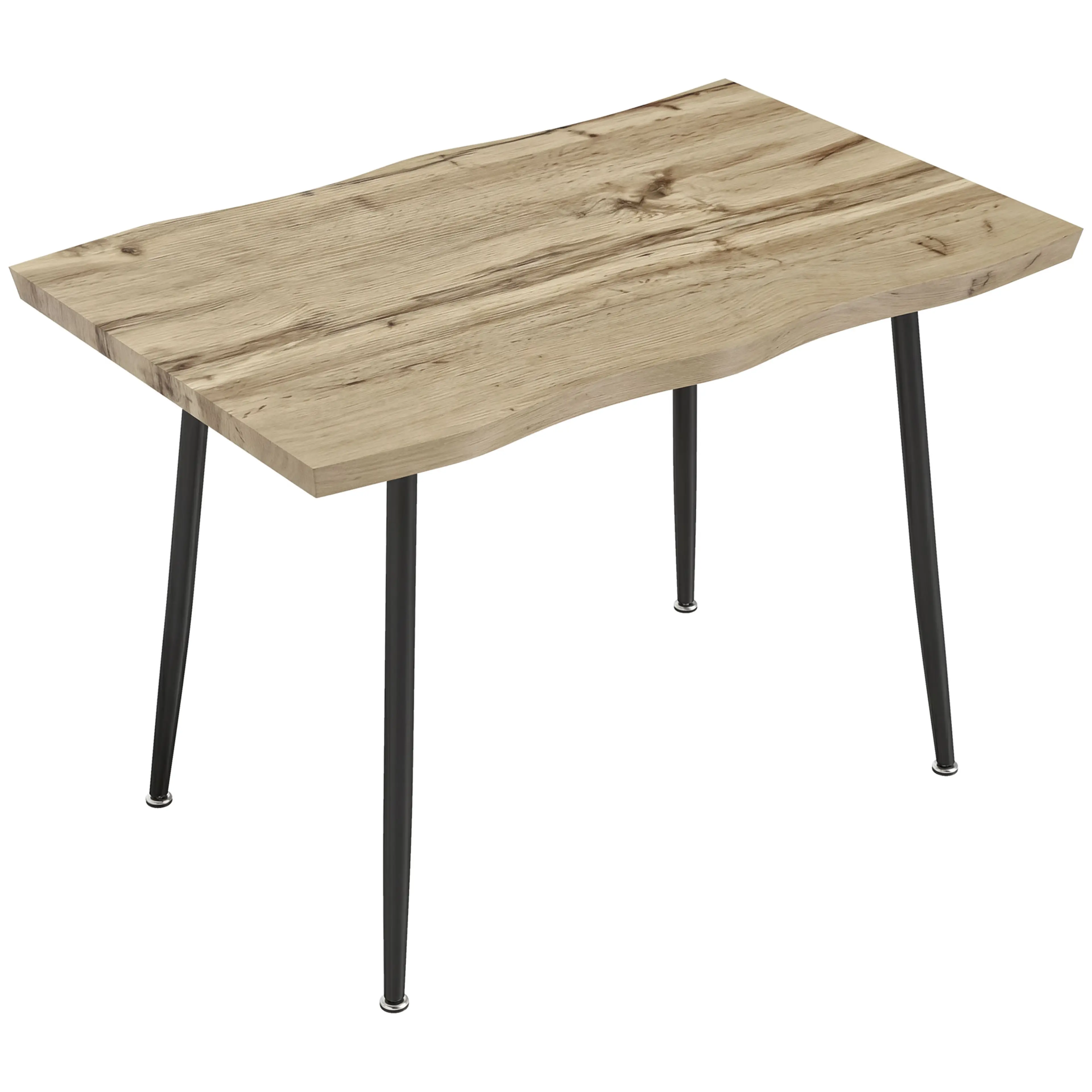 Matbord 110 × 70 cm för fyra – ekoptik med svarta stålben, tål 80 kg