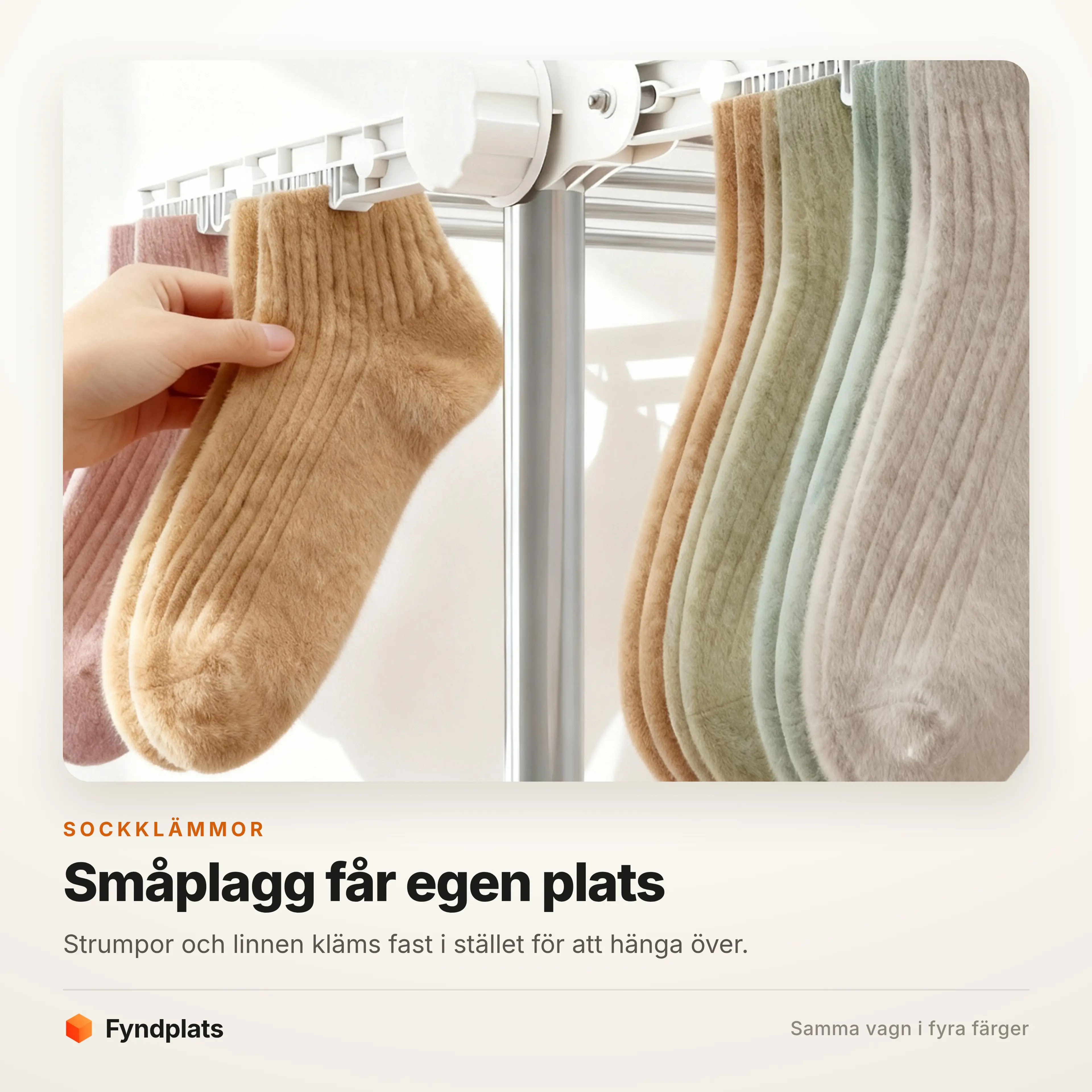Sockklämmor håller strumpor längs sidovingen