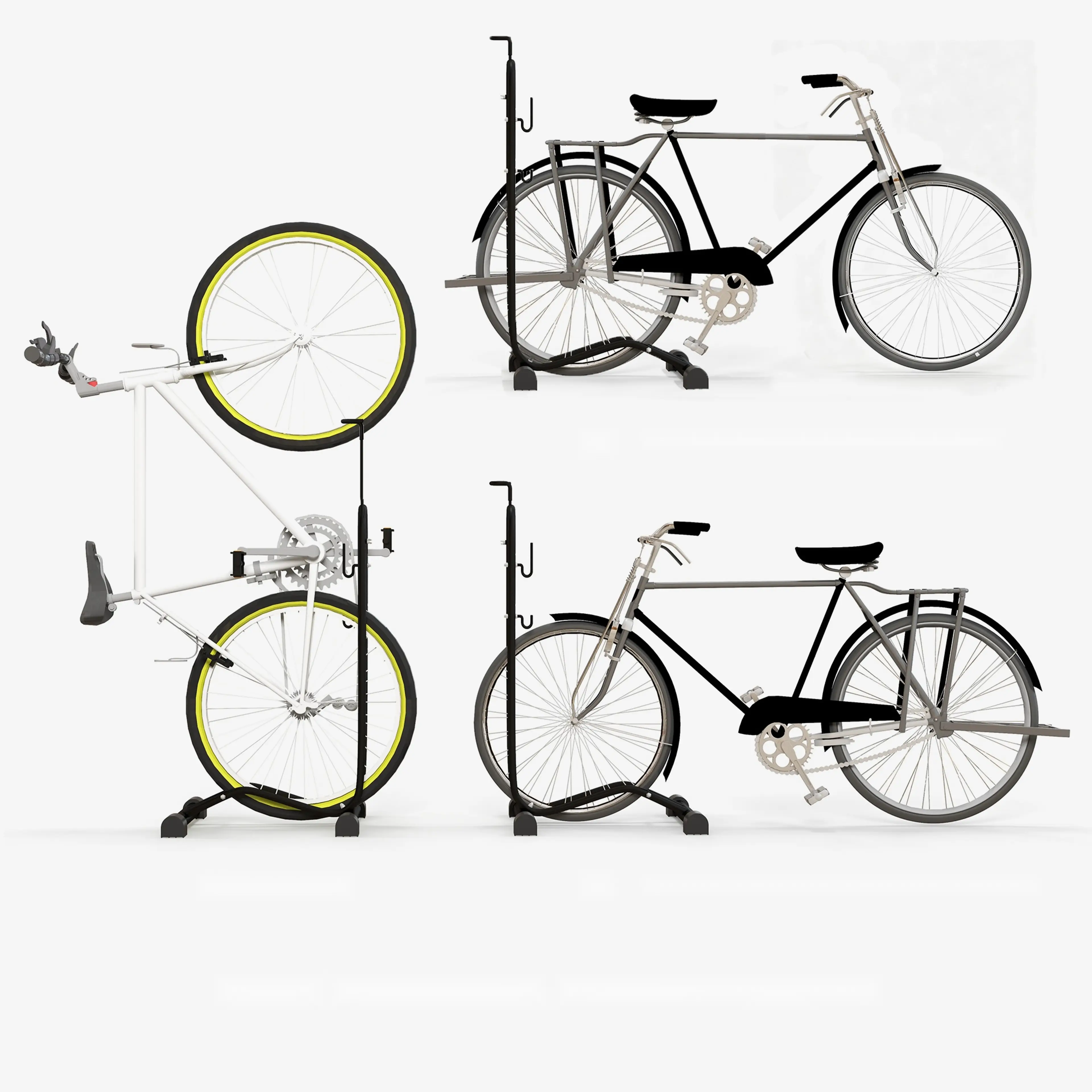 Illustration: parkera cykeln vertikalt eller liggande i samma ställ