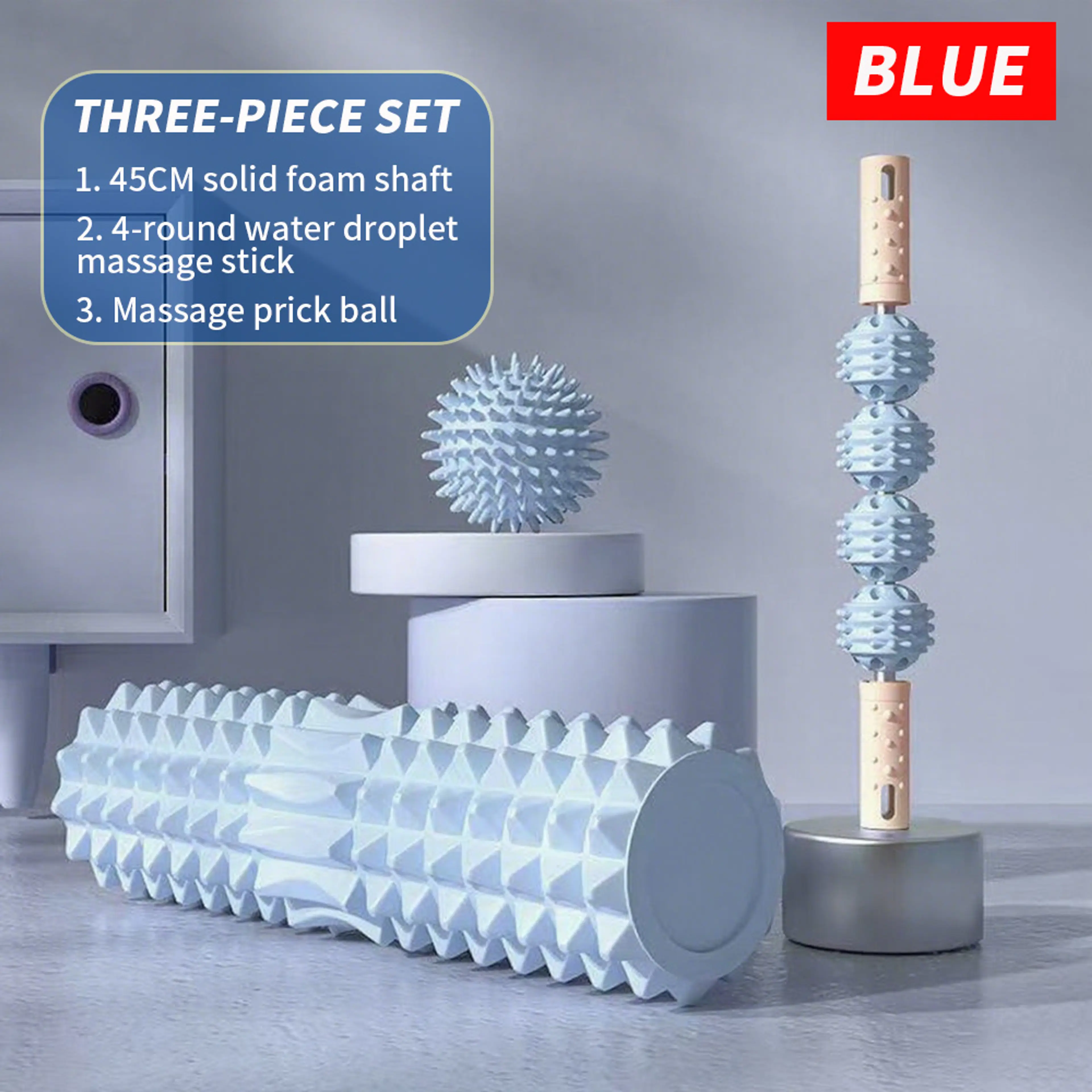 3-delars Massageset – Triggerpunktboll, Massagerulle & Fotmassage Roller