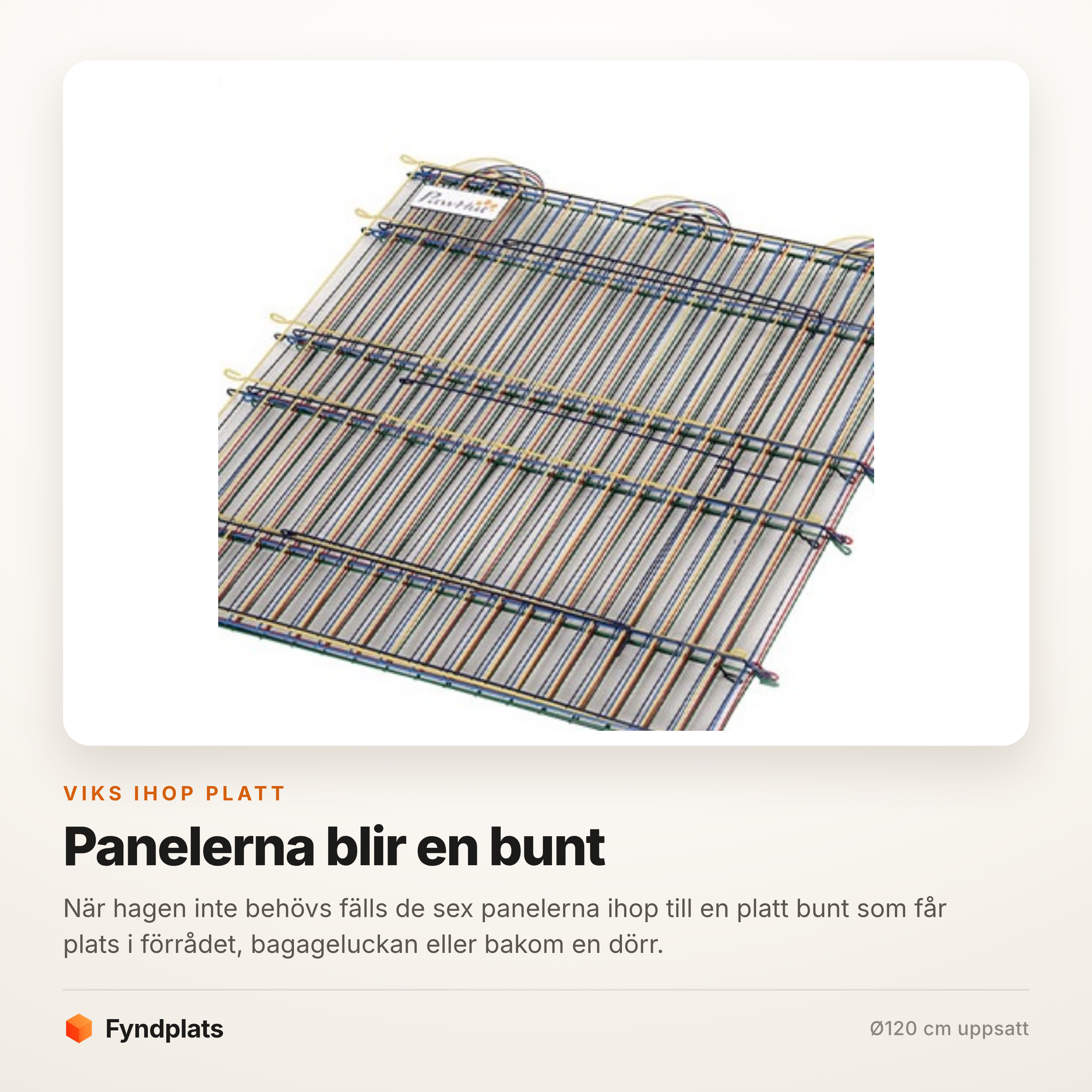 Fyndplats-kort som visar de sex panelerna hopfällda till en platt bunt