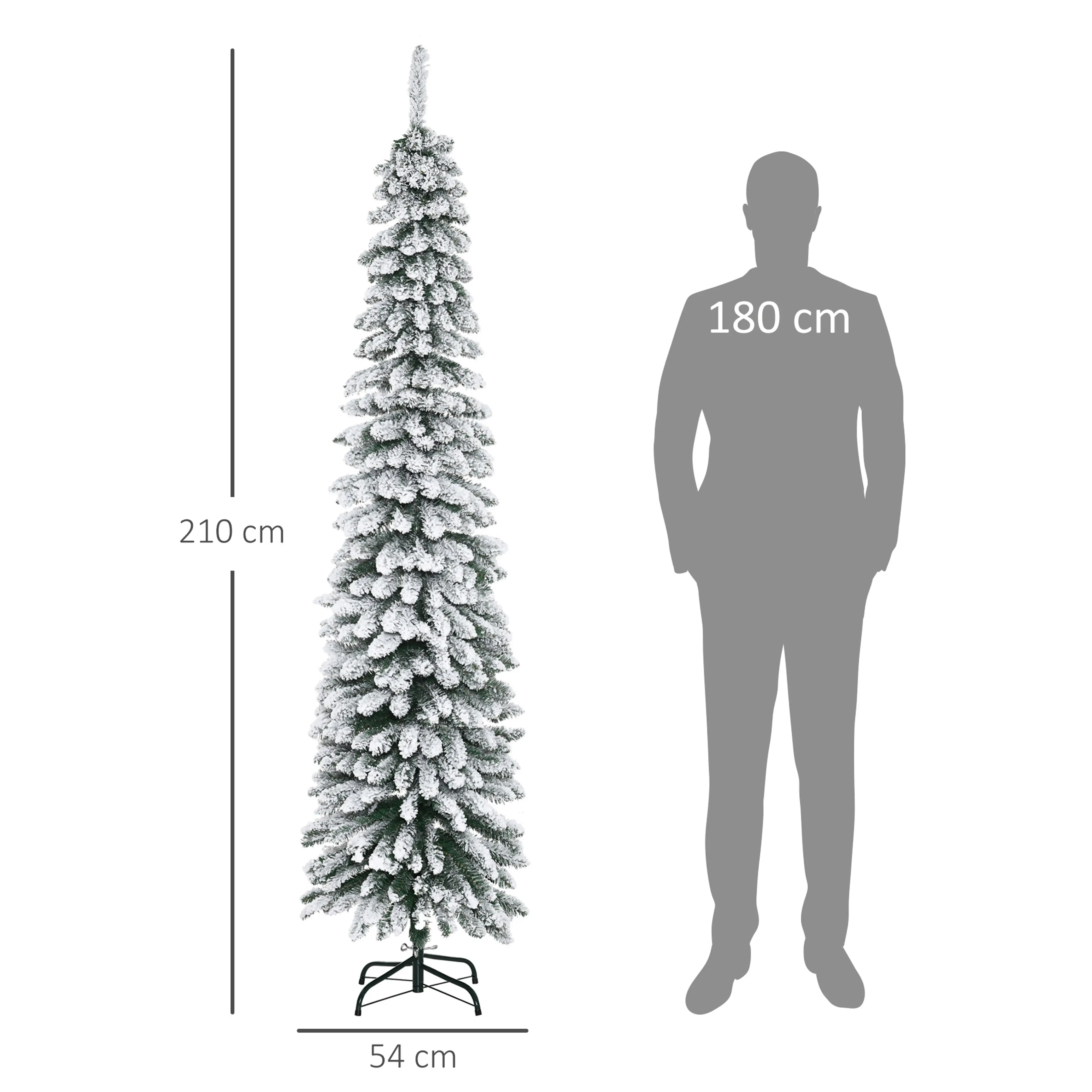 Måttritning: granen är 210 cm hög och 54 cm i diameter