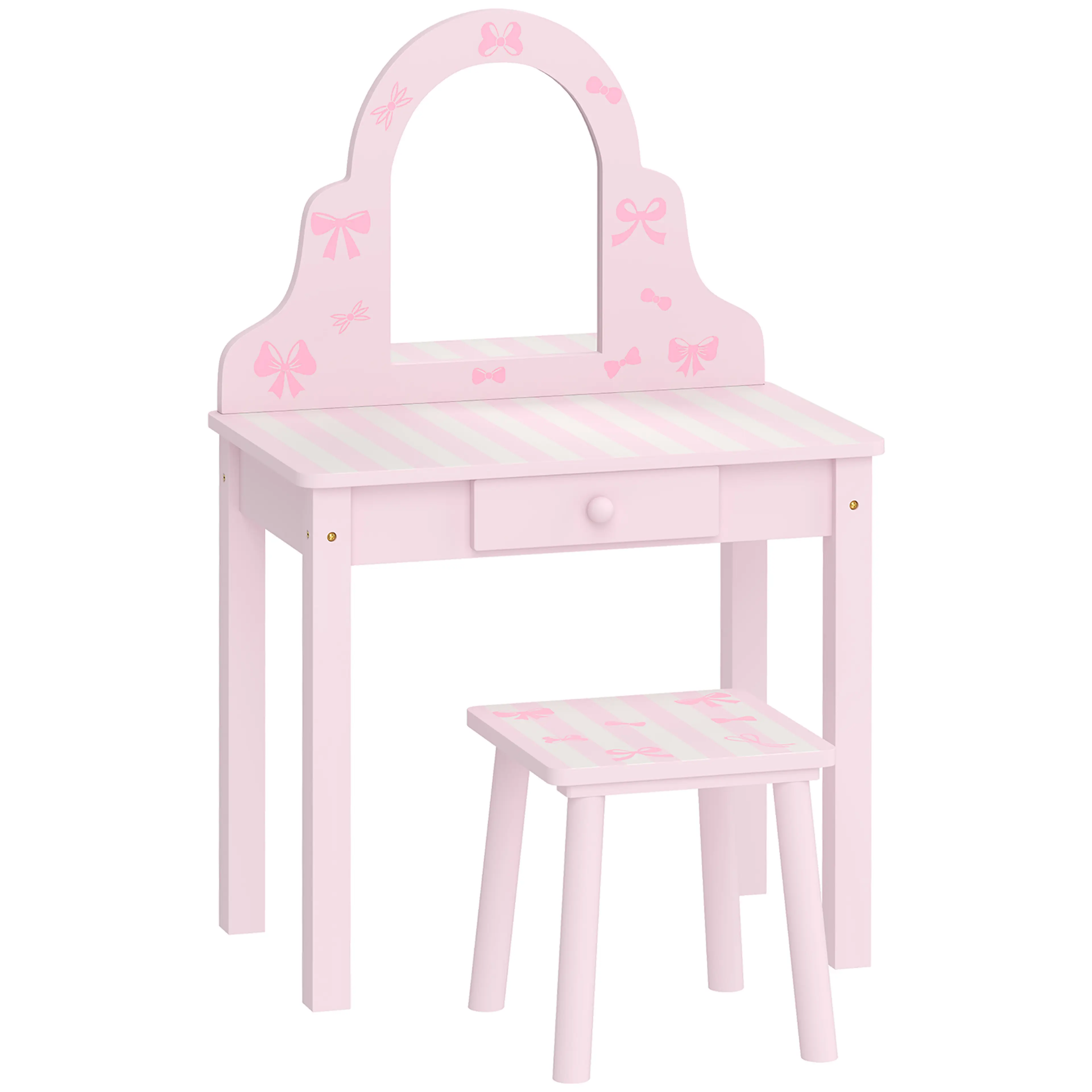 Sminkbord för barn i rosa med pall – avtagbar spegel, blir skrivbord, 3–6 år