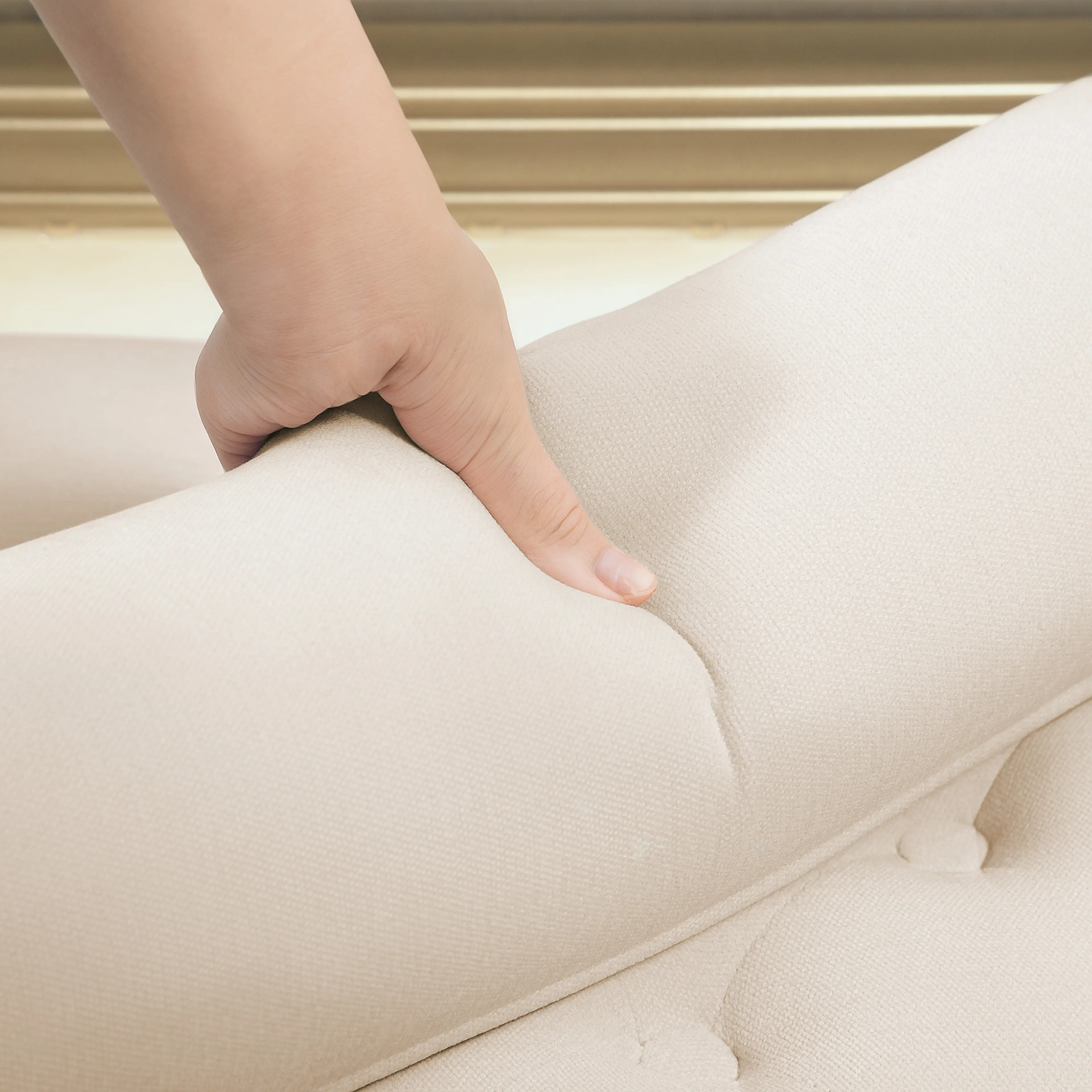 Sängbänk 115 cm chenille med rullkuddar – bild 5