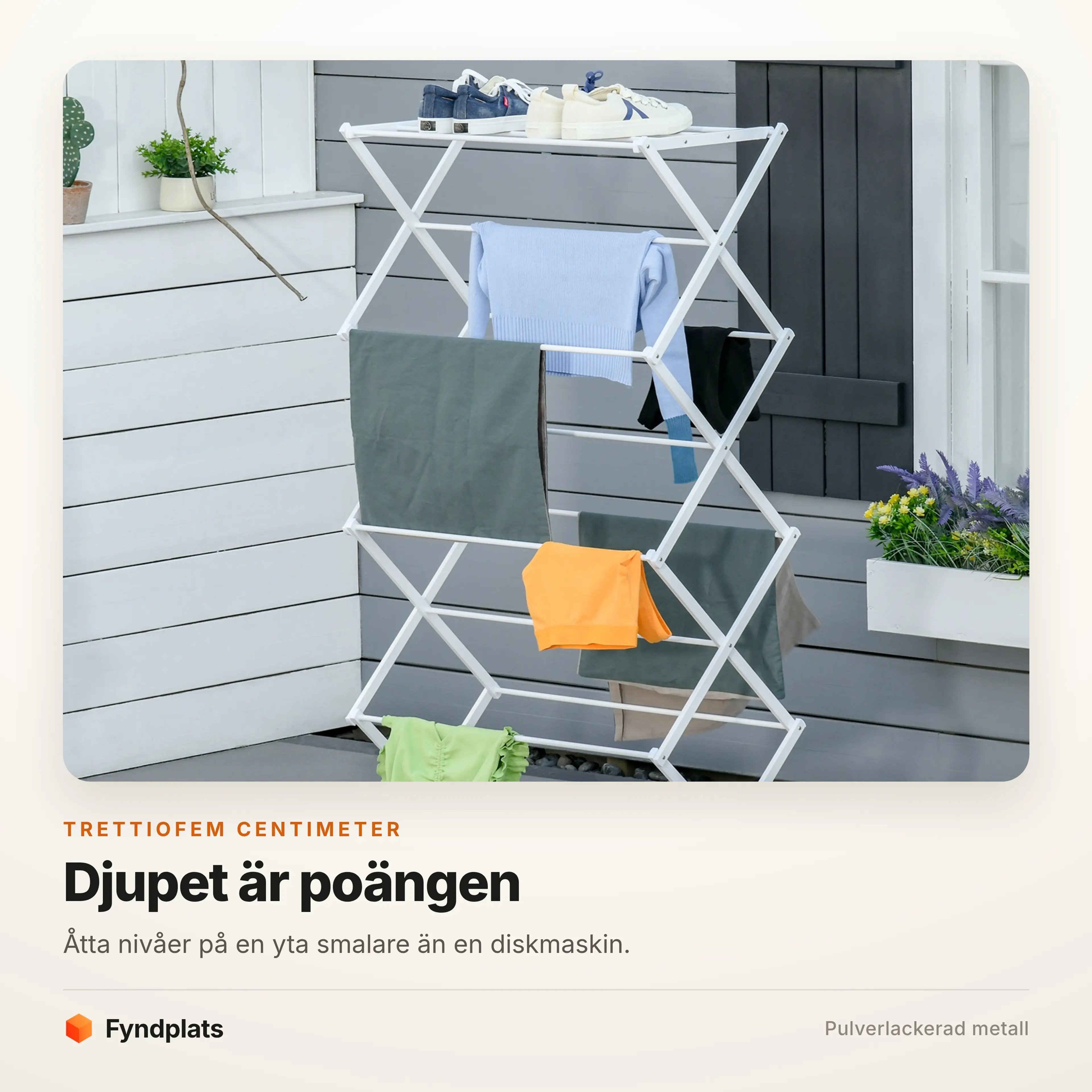 Åtta plan på en yta 35 centimeter djup