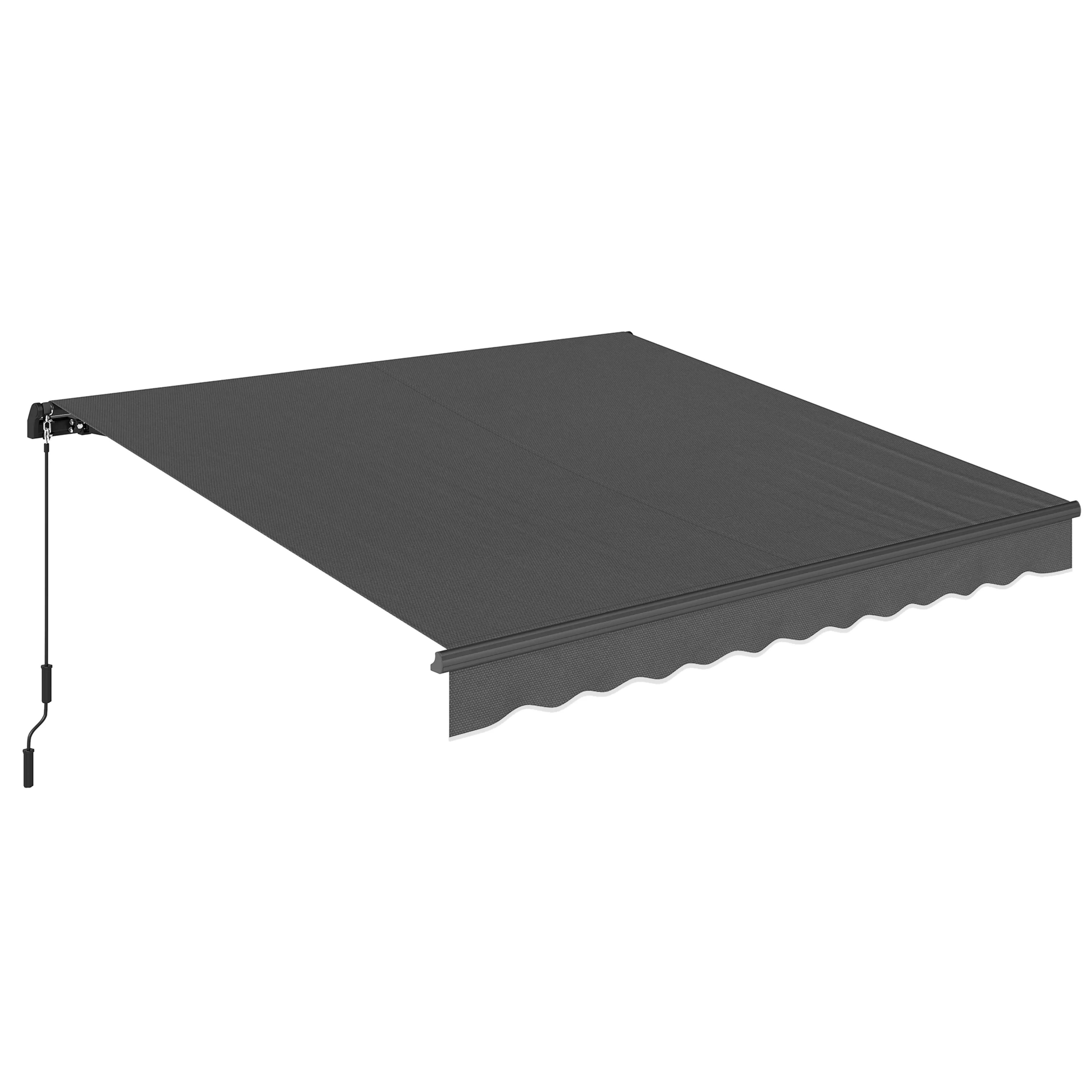 Markis med handvev och justerbar lutning i mörkgrått – 350 × 300 cm